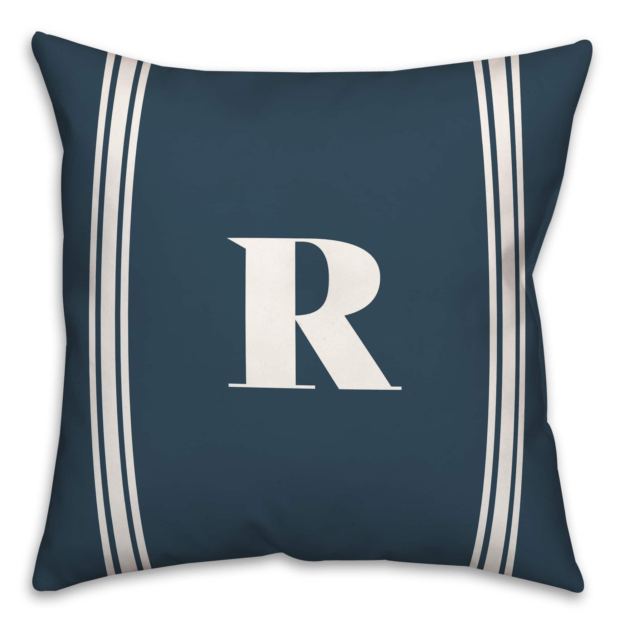 Navy Striped Monogram Throw Pillow by Designs Direct | Alphabet R | 18 x 18 | Michaels