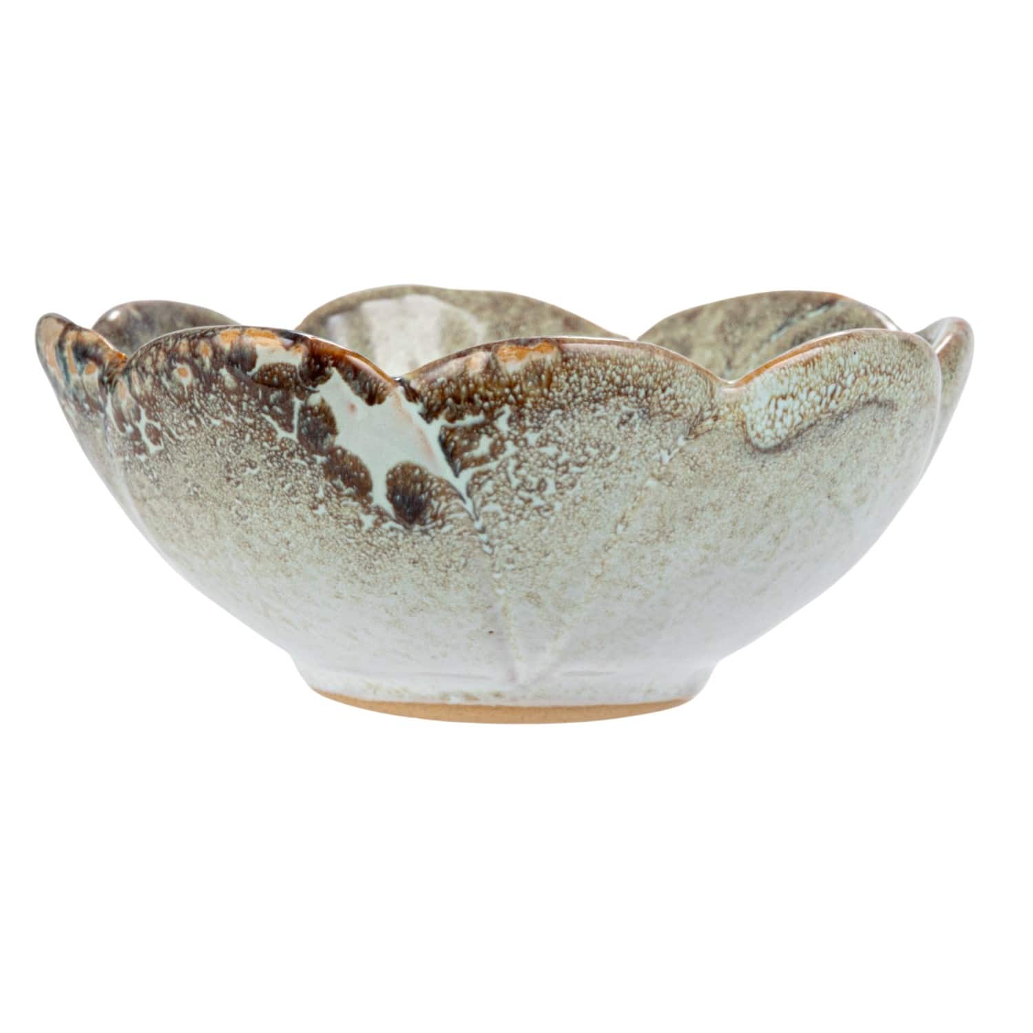 Hello Honey® 4.75" Blue & Brown Stoneware Flower Bowl with Reactive Glaze