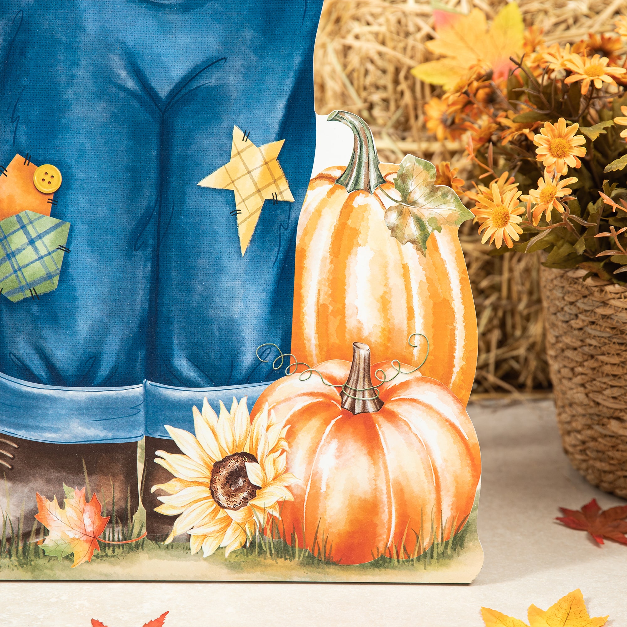 Glitzhome&#xAE; 2.5ft. Fall Wooden Painted Scarecrow Porch D&#xE9;cor