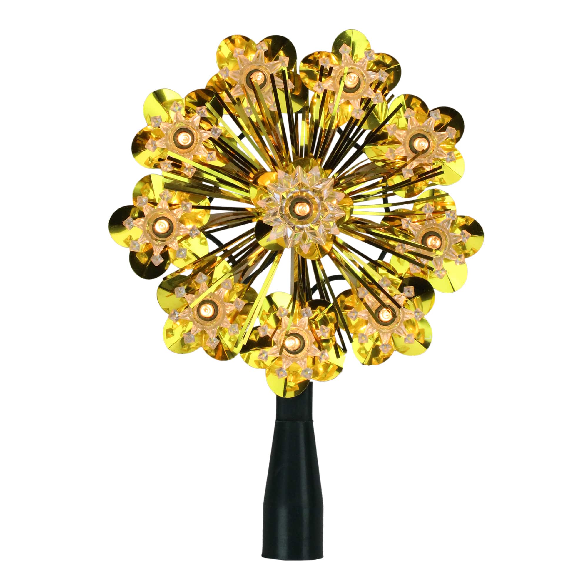 5.5&#x22; Lighted Gold Snowflake Starburst Christmas Tree Topper