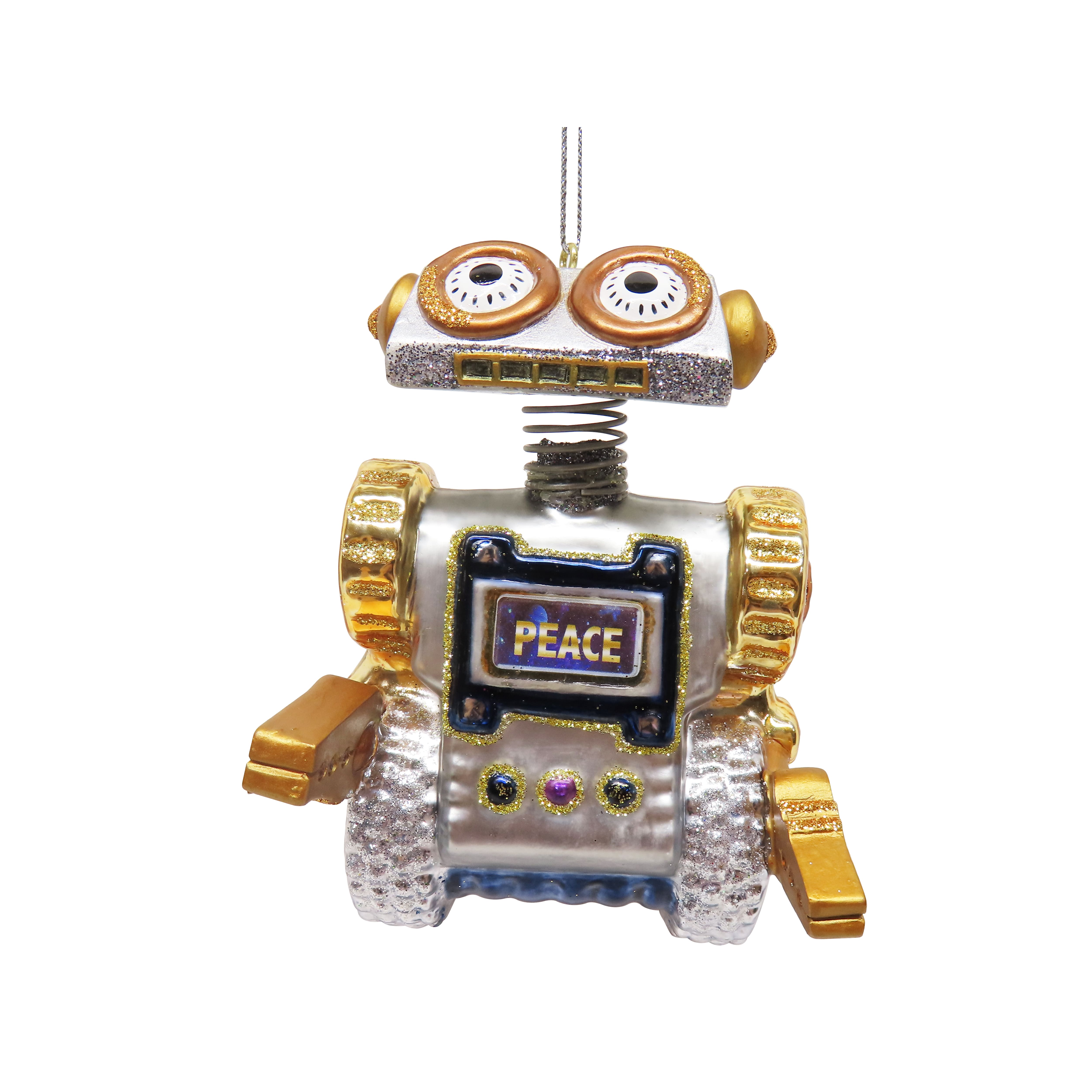 4.25&#x22; Gold &#x26; Silver Robot Glass Ornament by Ashland&#xAE;