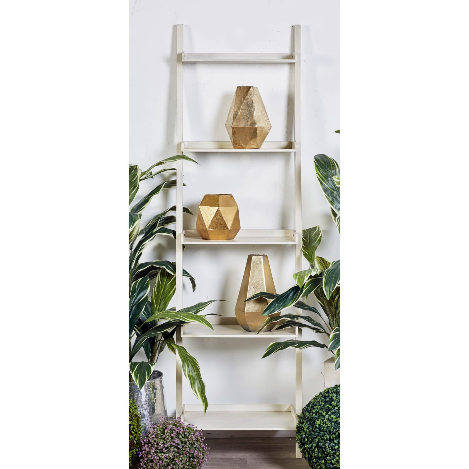White Wood Traditional Shelving Unit, 69 " x 20 " x 14 "