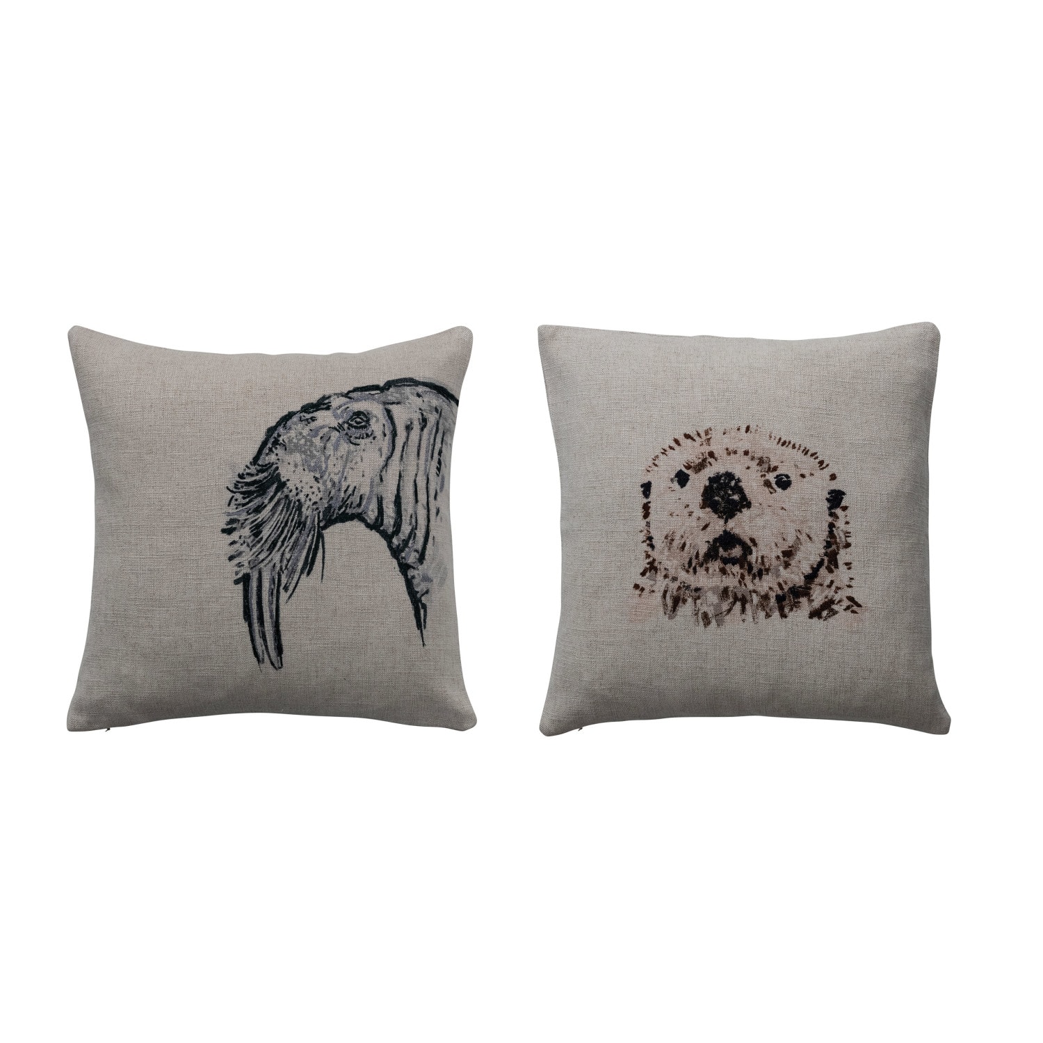 Hello Honey® Embroidered Animal Design Linen Pillow Set