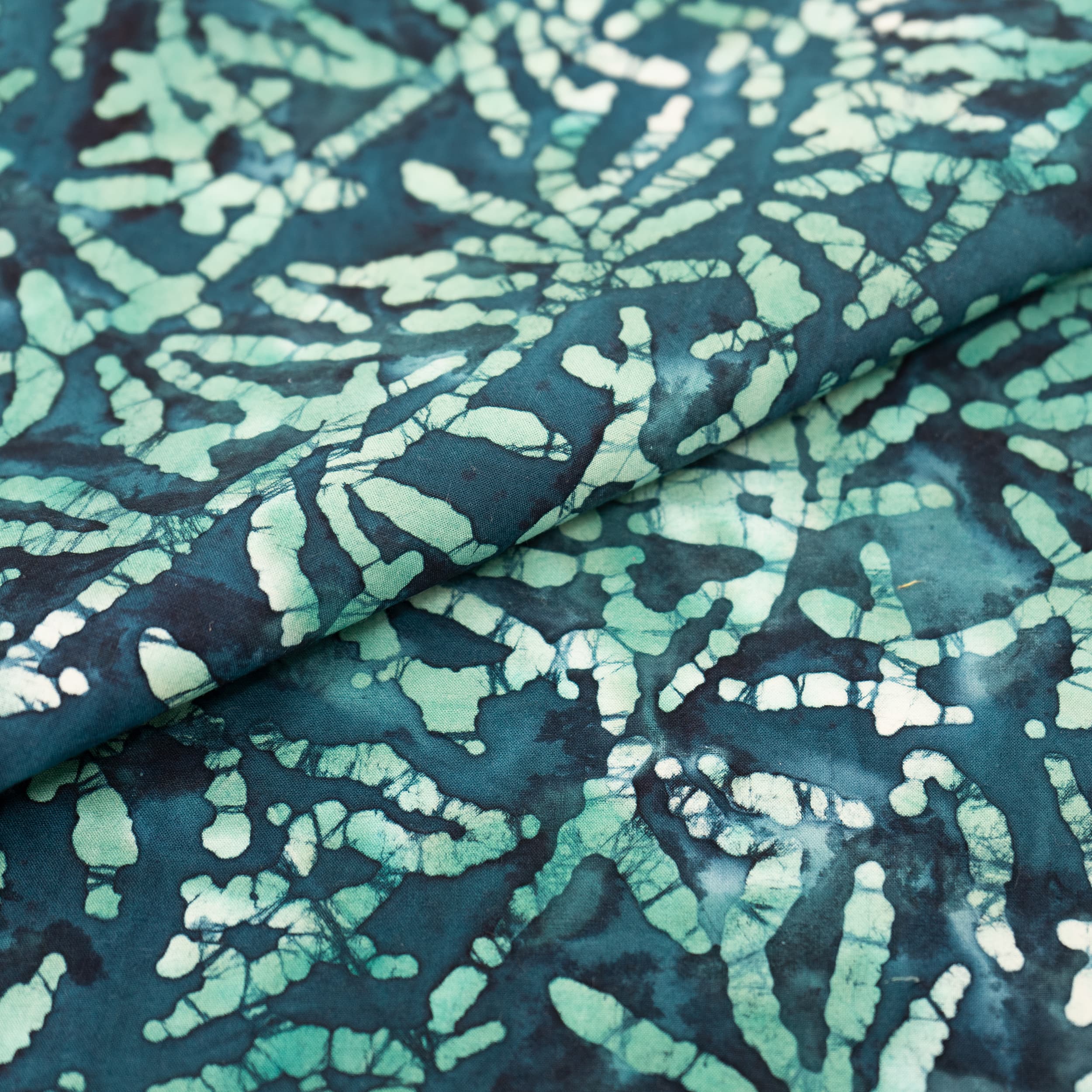 SINGER Batik Teal Leaf Cotton Fabric