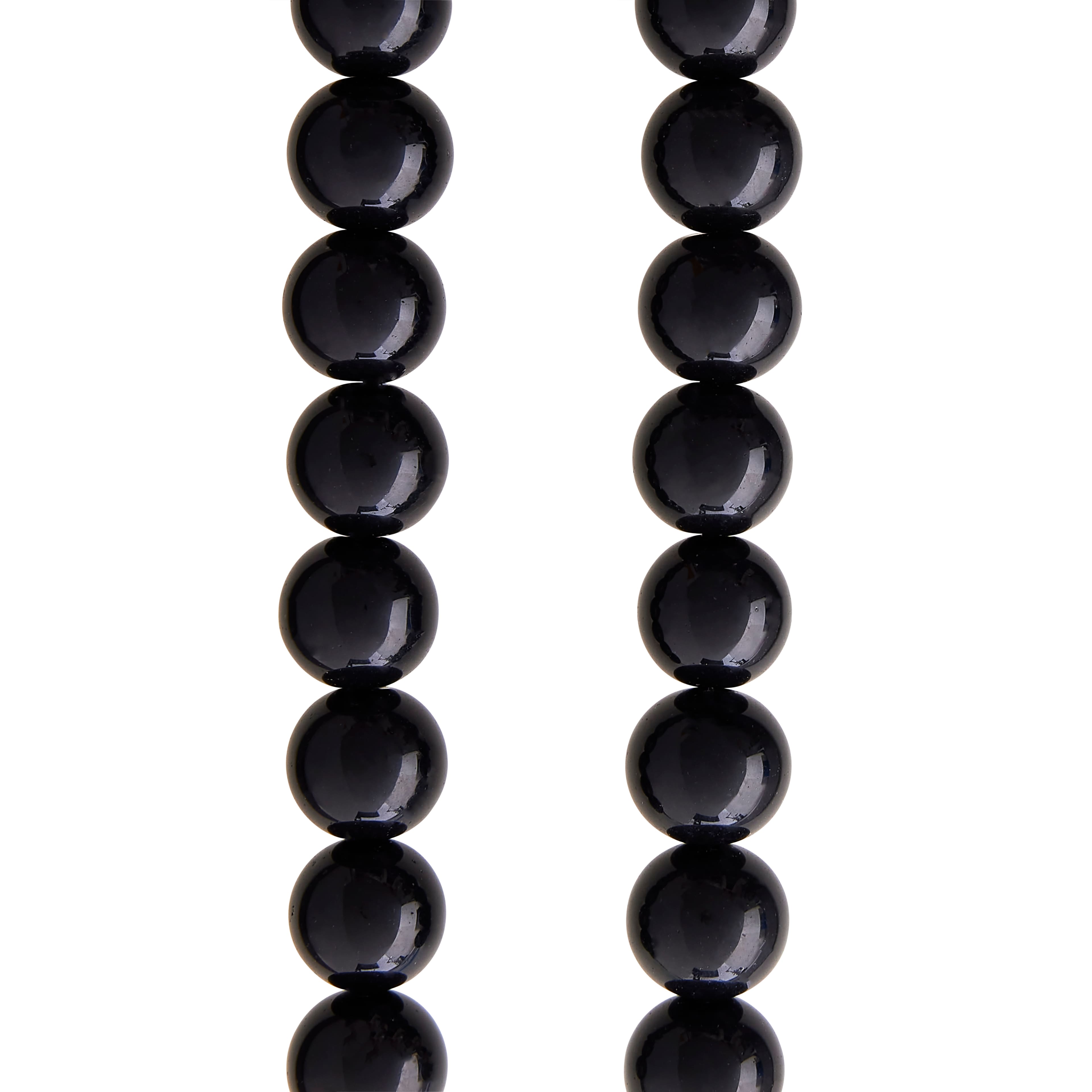 12 Pack: Black Round Glass Beads, 14mm by Bead Landing&#x2122;