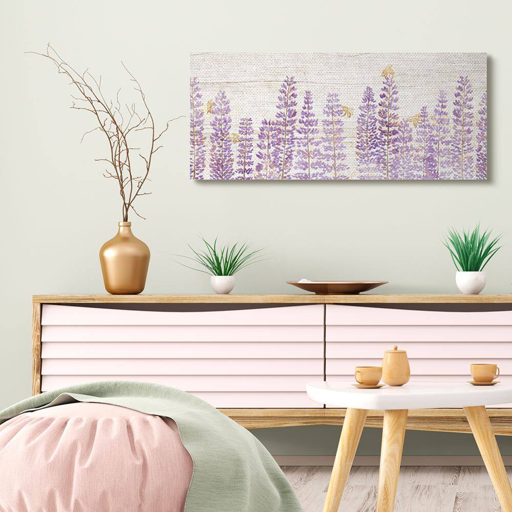 Stupell Industries Rustic Purple Lilac Florals and Honey Bees  Canvas Wall Art