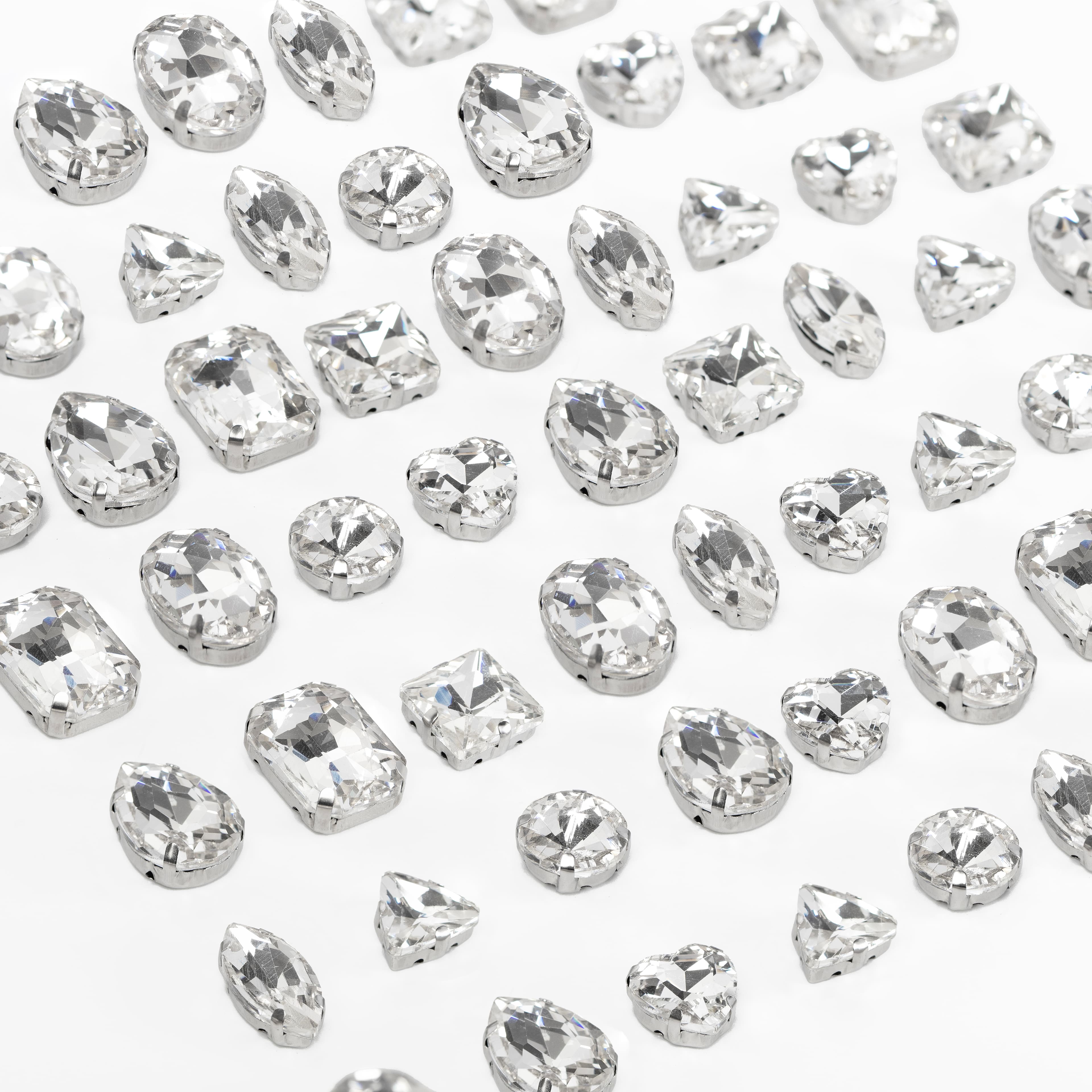 CousinDIY Silver Crystal Glass Sew-On Rhinestones, 64ct.