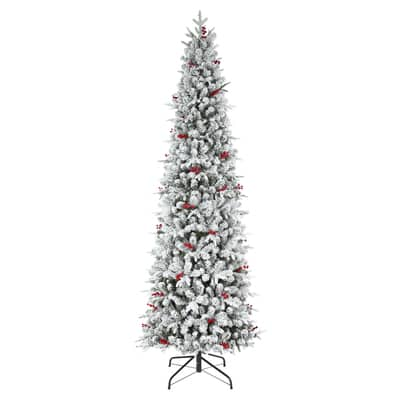 9 ft pre lit led flocked lexington pine