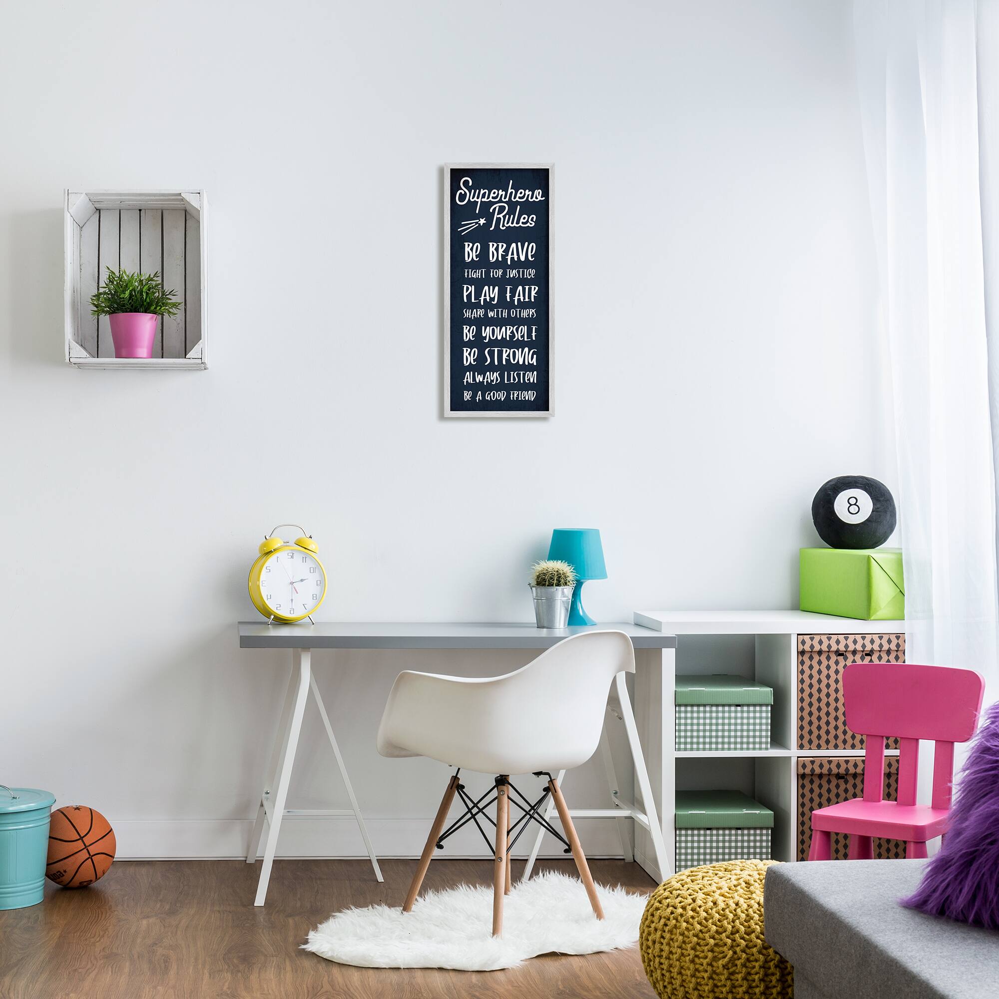 Stupell Industries Brave Superhero Rules Kid's Blue Motivational List in Frame Wall Art