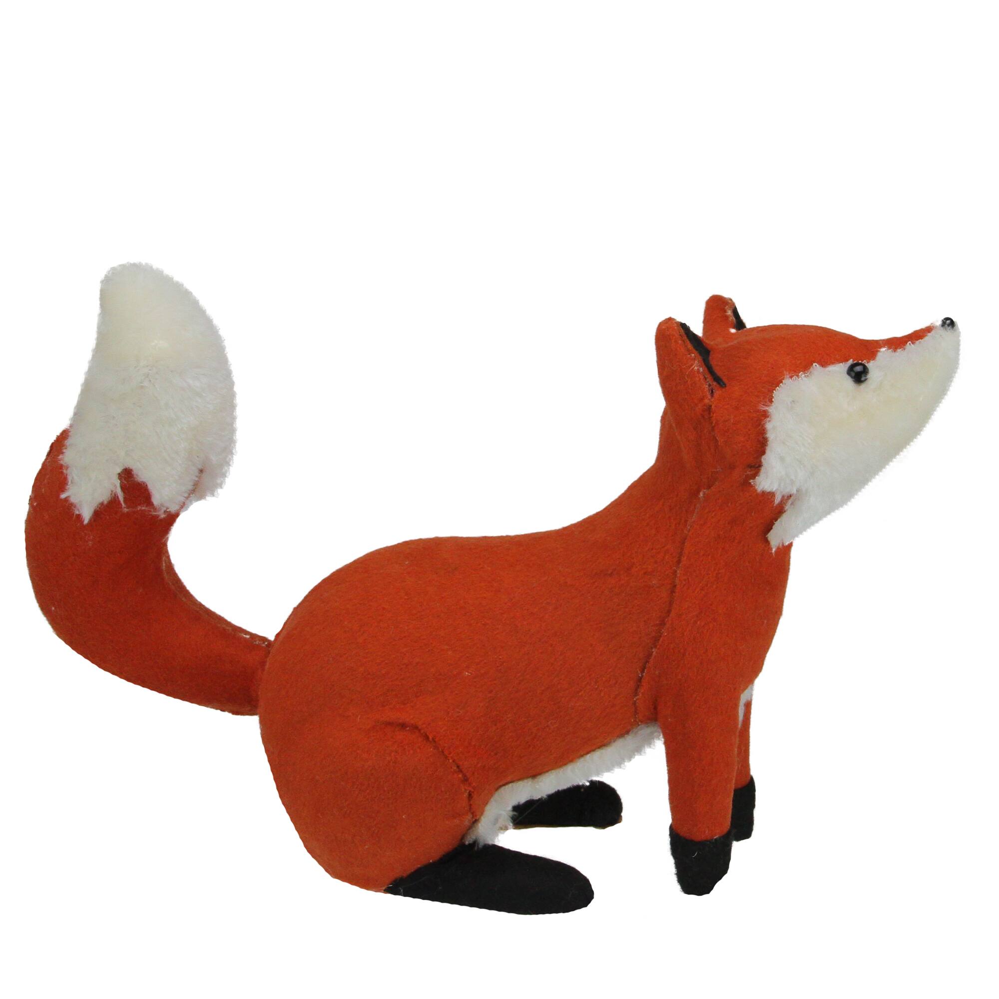 15.75&#x22; Orange Plush Sitting Fox Fall Tabletop D&#xE9;cor