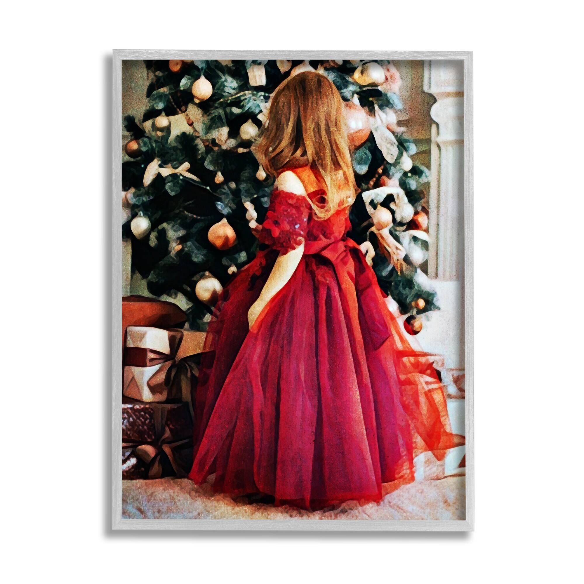 Stupell Industries Child On Christmas Day Gifts Black Framed Giclee Art