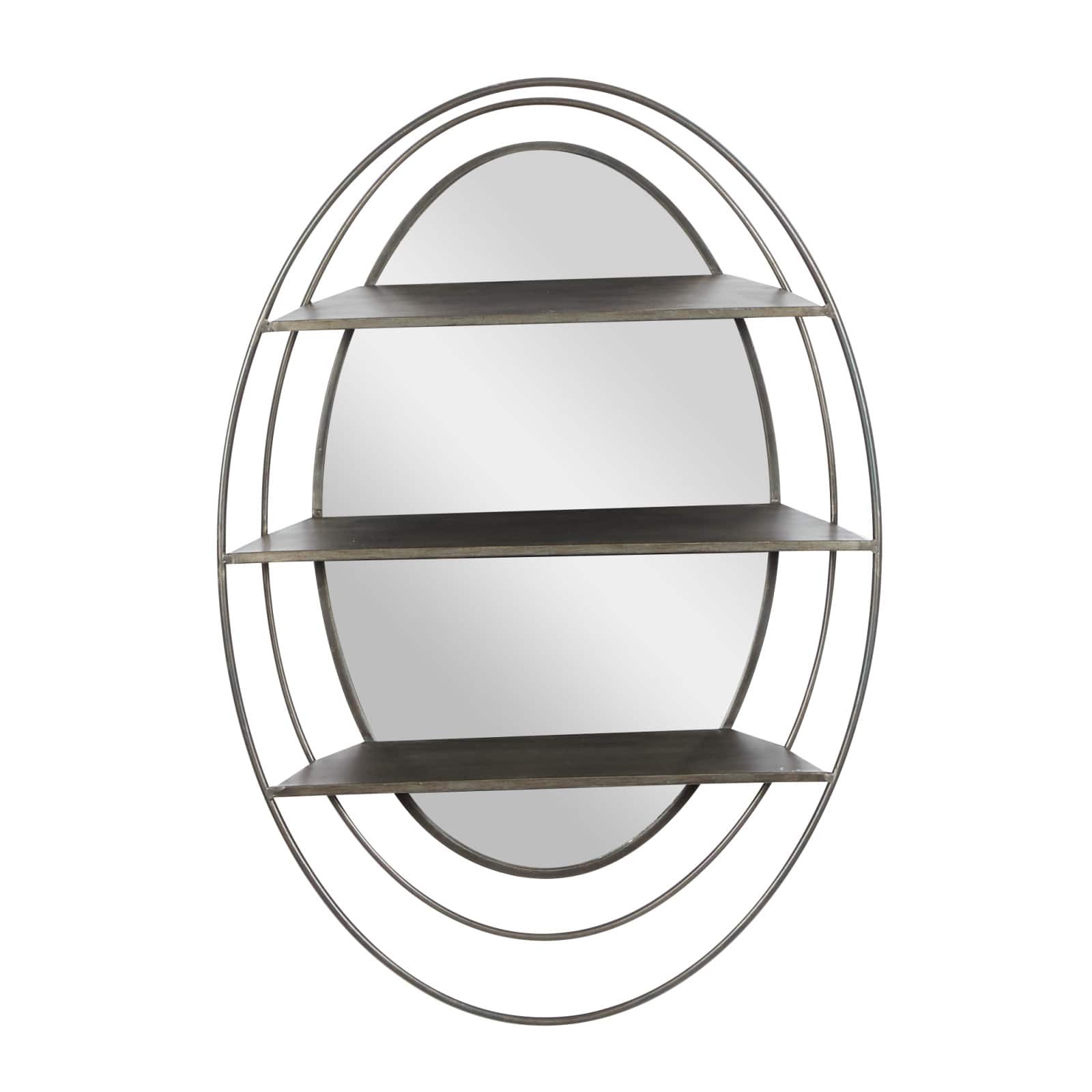 Silver Metal Modern Wall Mirror, 36" x 25" x 6"