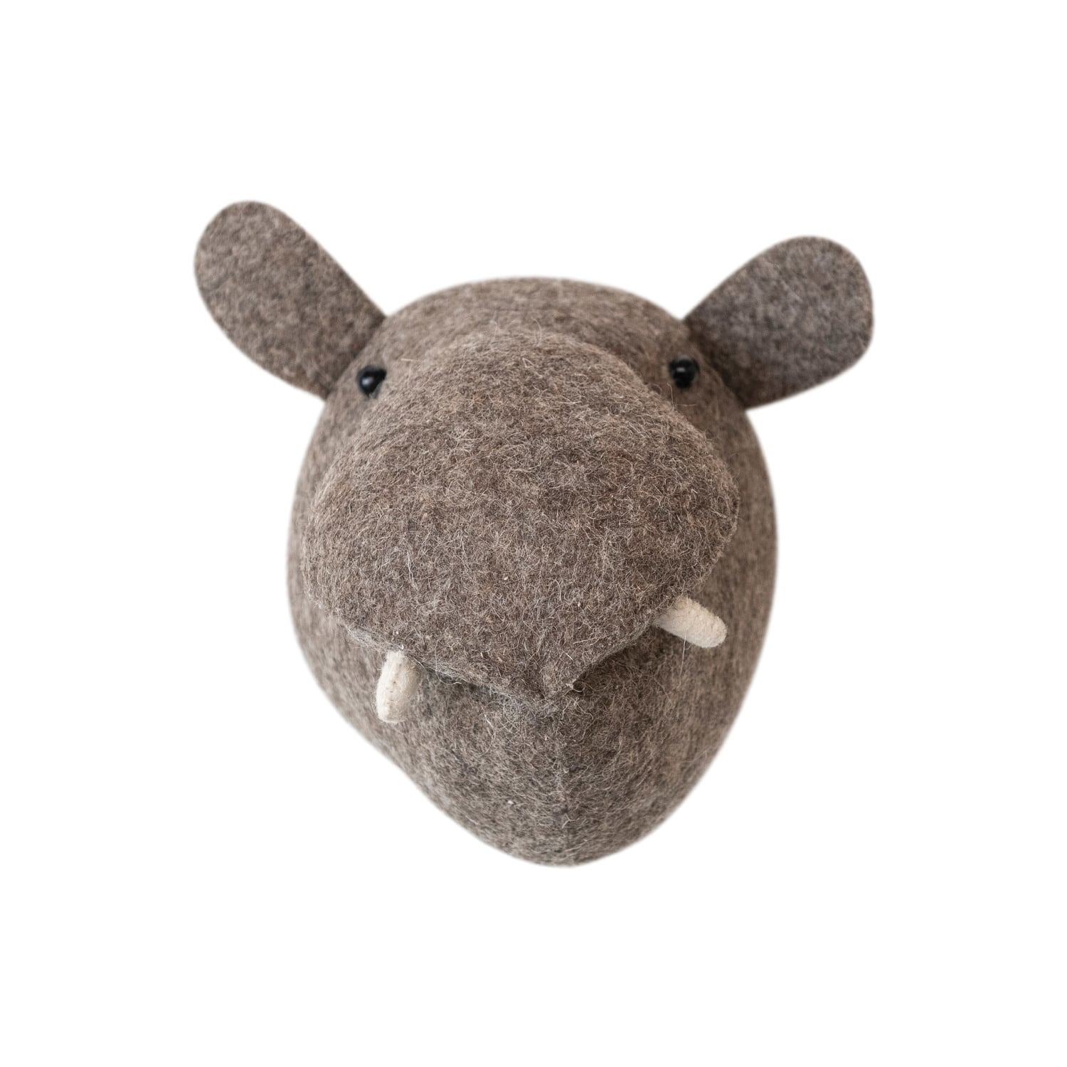 8&#x22; Gray Wool Felt Hippo Head Wall Hanging