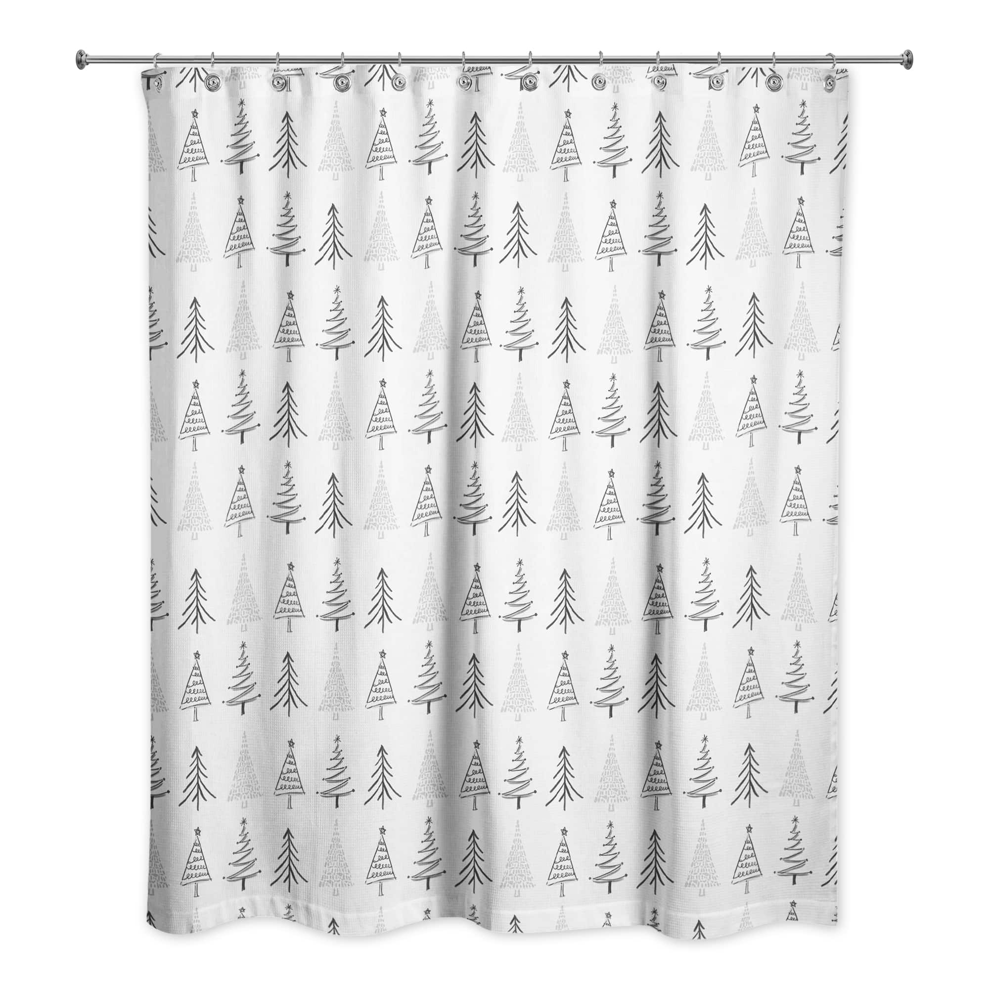 Designs Direct Christmas Tree Sketches 71" x 74" Shower Curtain
