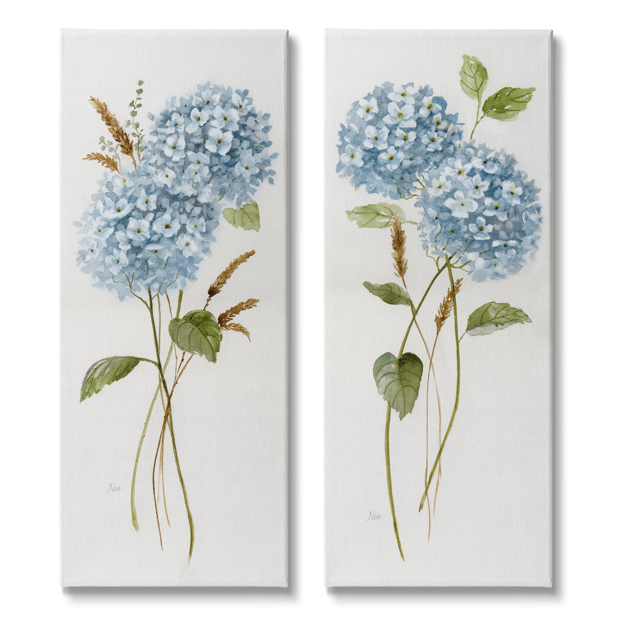 Stupell Industries Blue Hydrangea Long Stems Soft Vintage Florals Canvas Wall Art