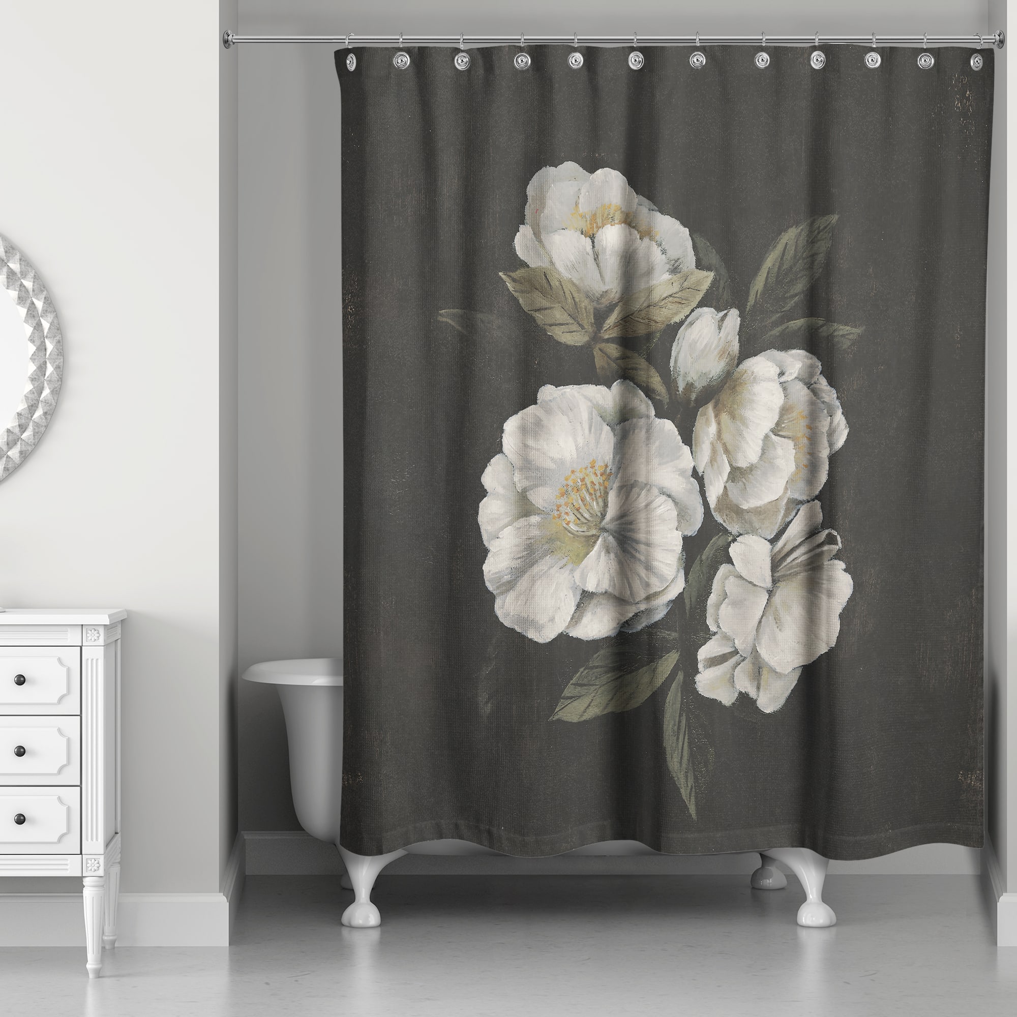 Dark Mood Antique Floral 71" x 74" Shower Curtain