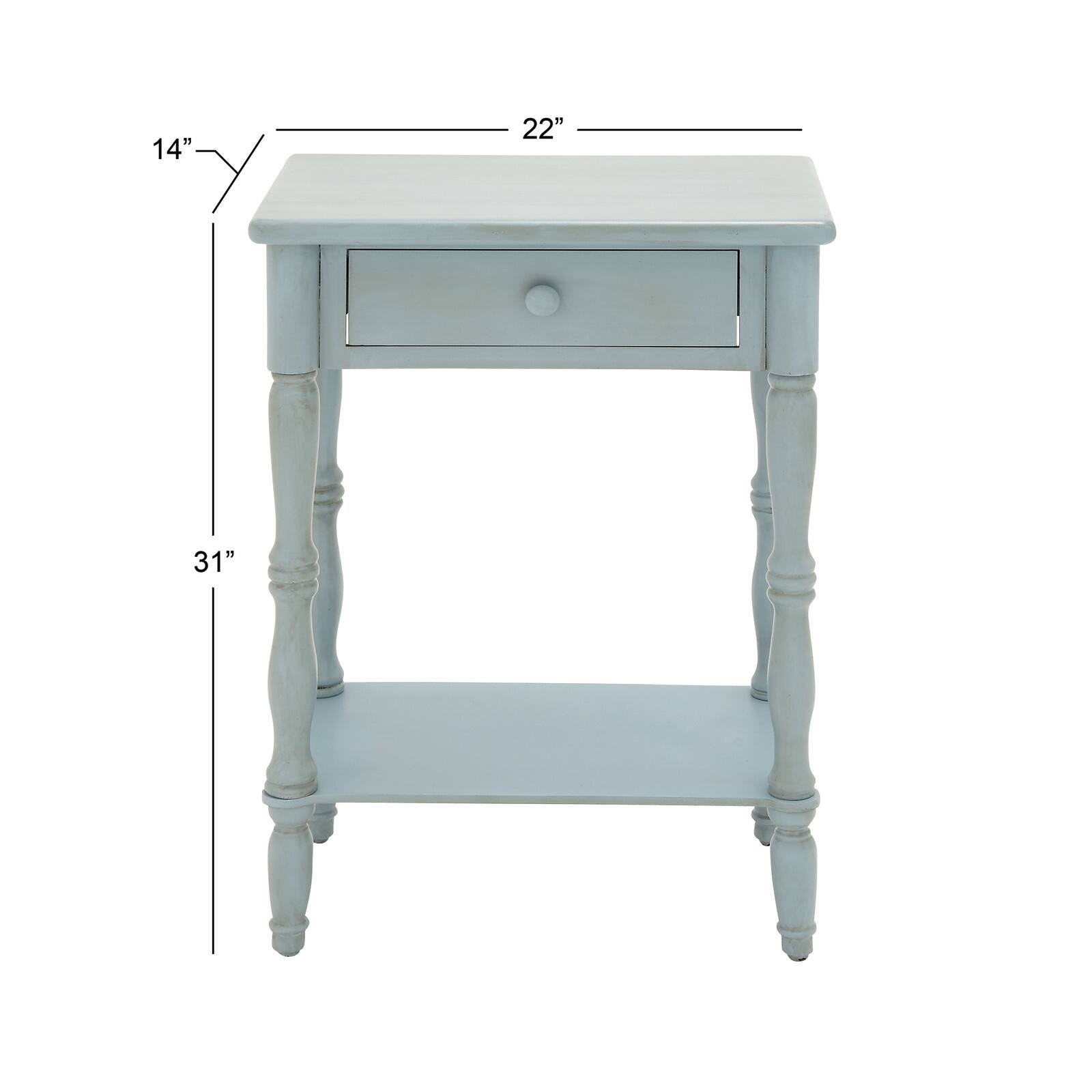 2.5ft. Aquamarine Wood Farmhouse Accent Table