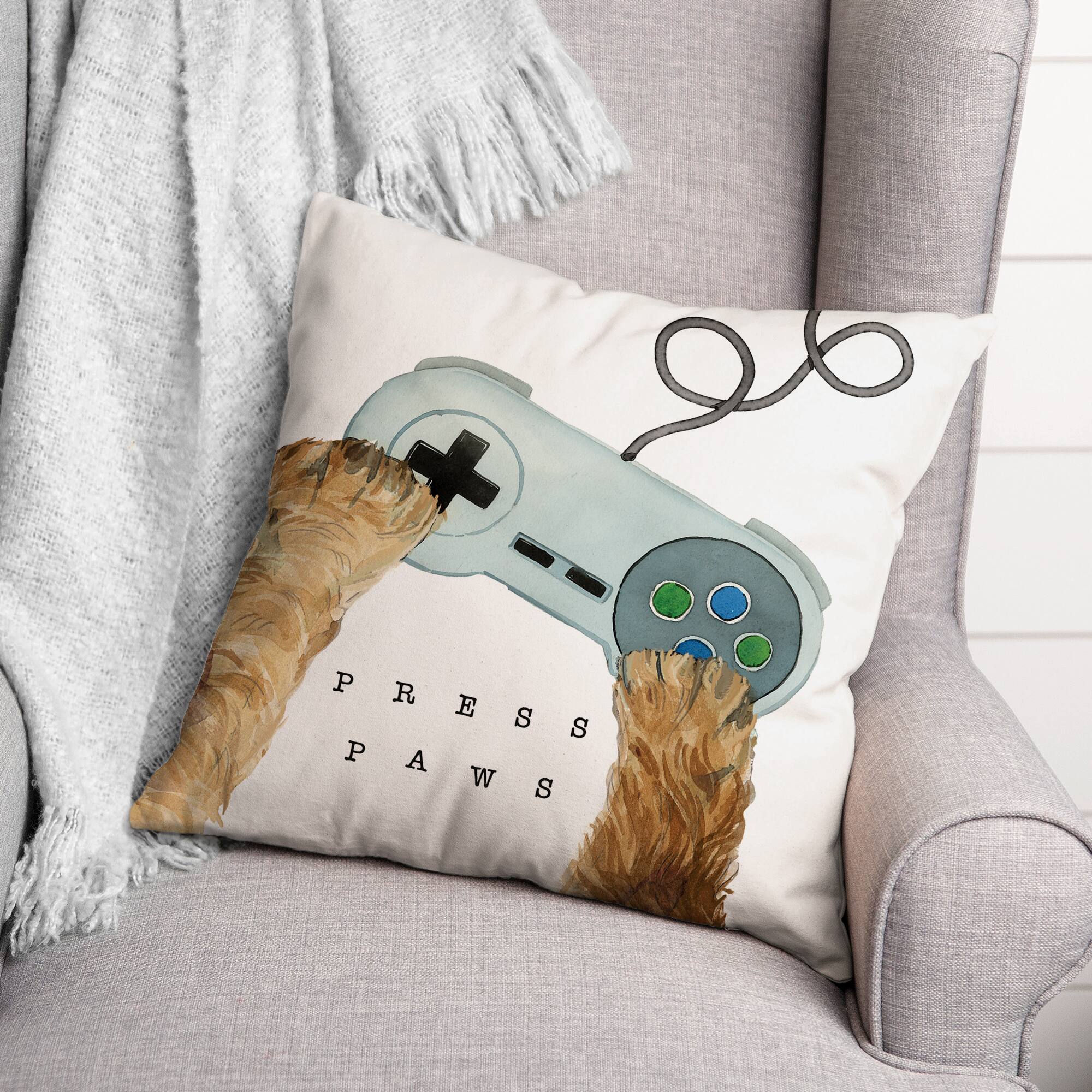 Press Pause 18&#x22; x 18&#x22; Throw Pillow