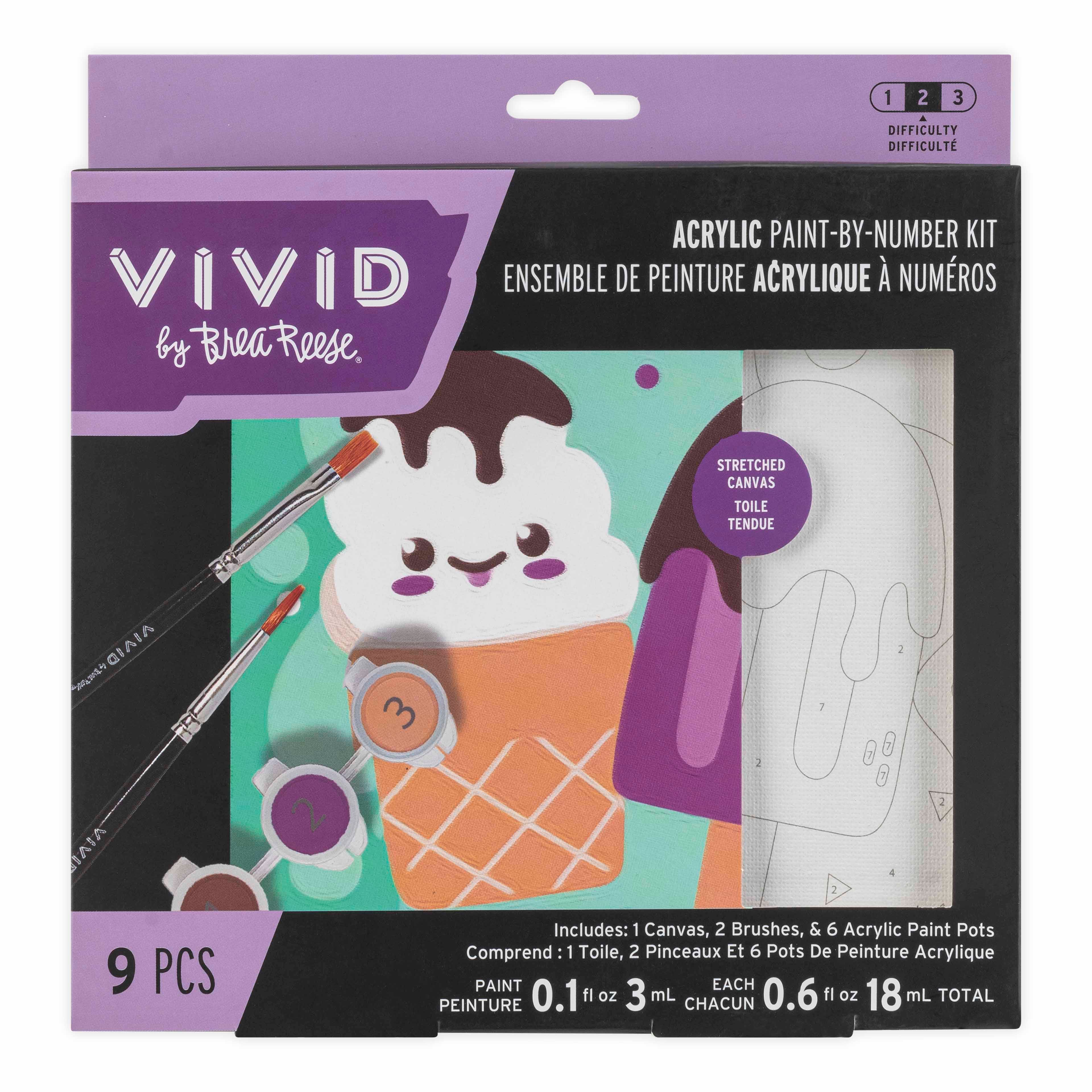 VIVID by Brea Reese&#xAE; Ice Cream Acrylic Paint-by-Number Kit