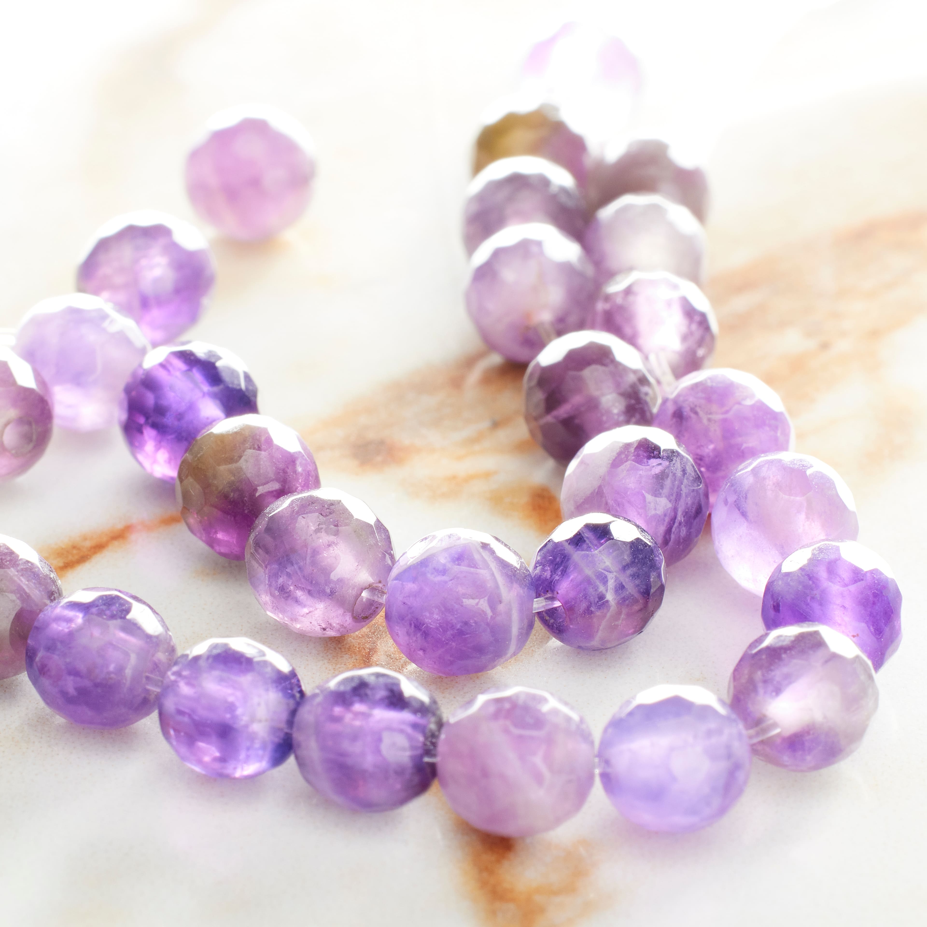 12 Pack: Faceted Amethyst Round Beads, 6mm by Bead Landing™