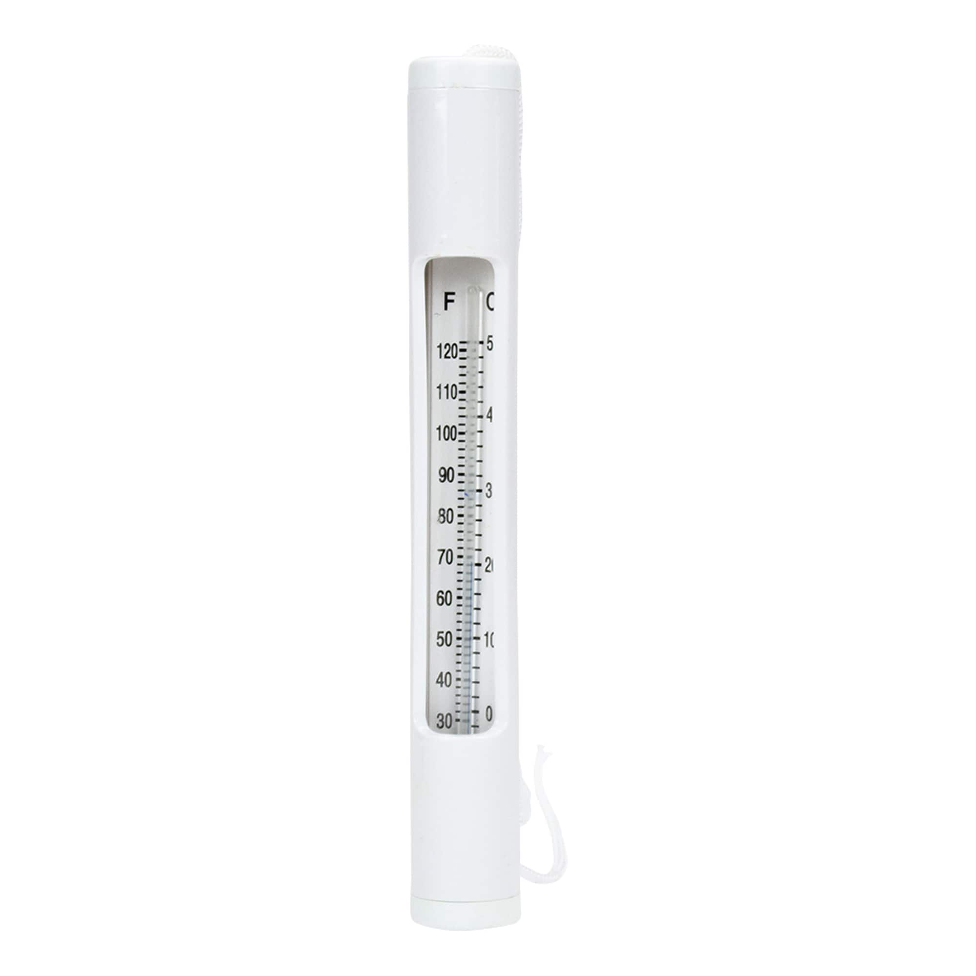 6.75&#x22; White Round Swimming Pool Thermometer with White Cord