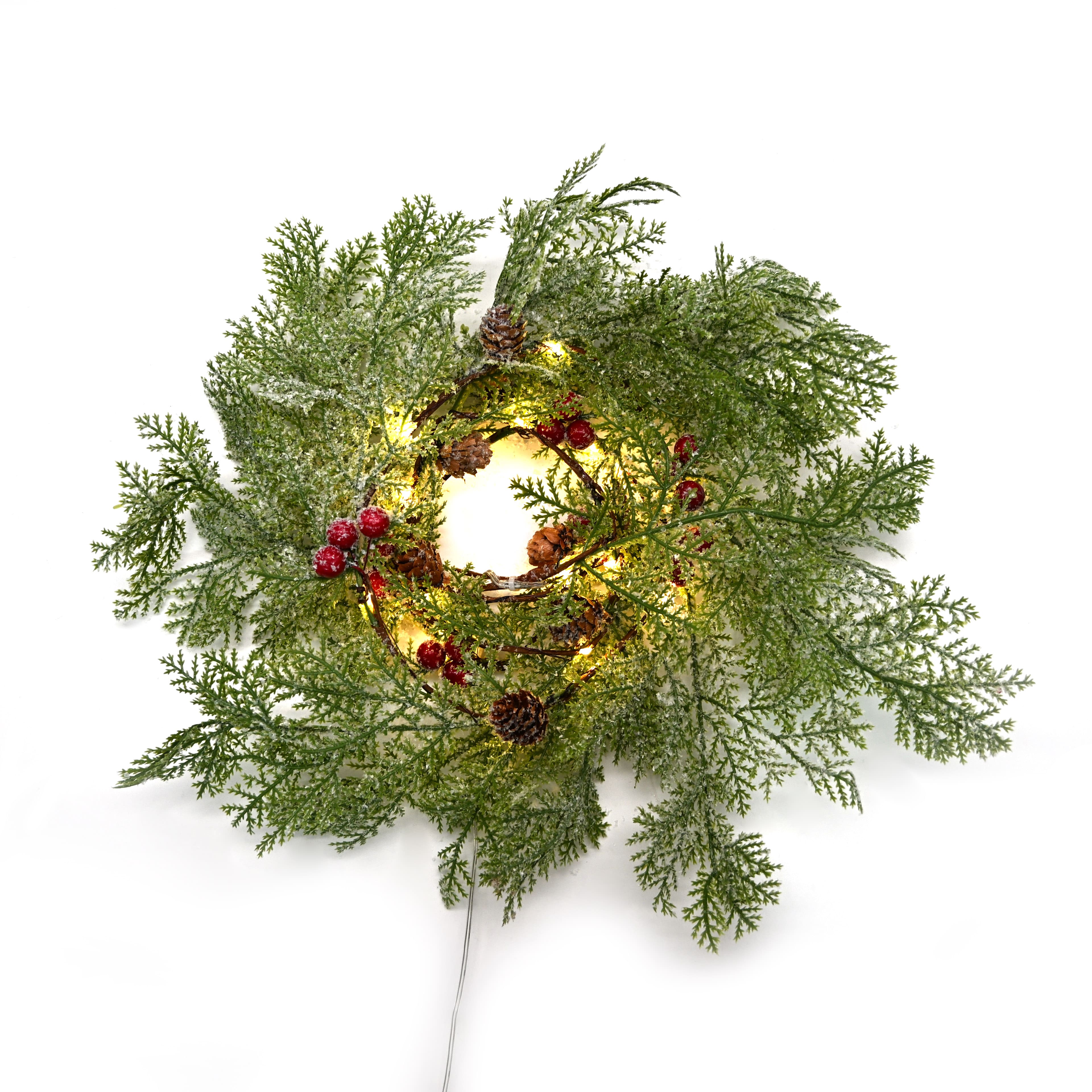 18ct. Warm White LED Pinecone &#x26; Red Berry Garland String Lights by Ashland&#xAE;