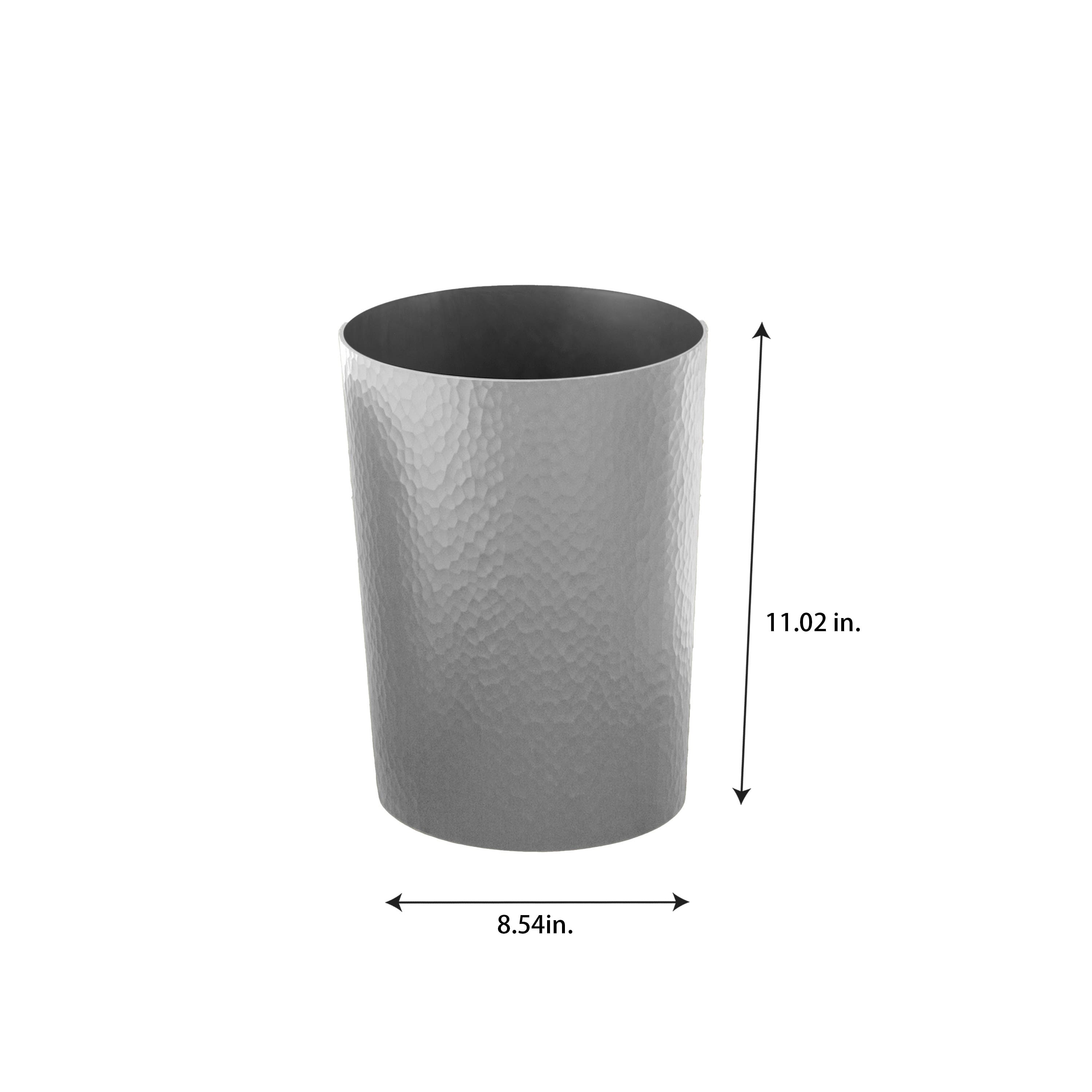 Bath Bliss Silver Hammered Textured Trash Can