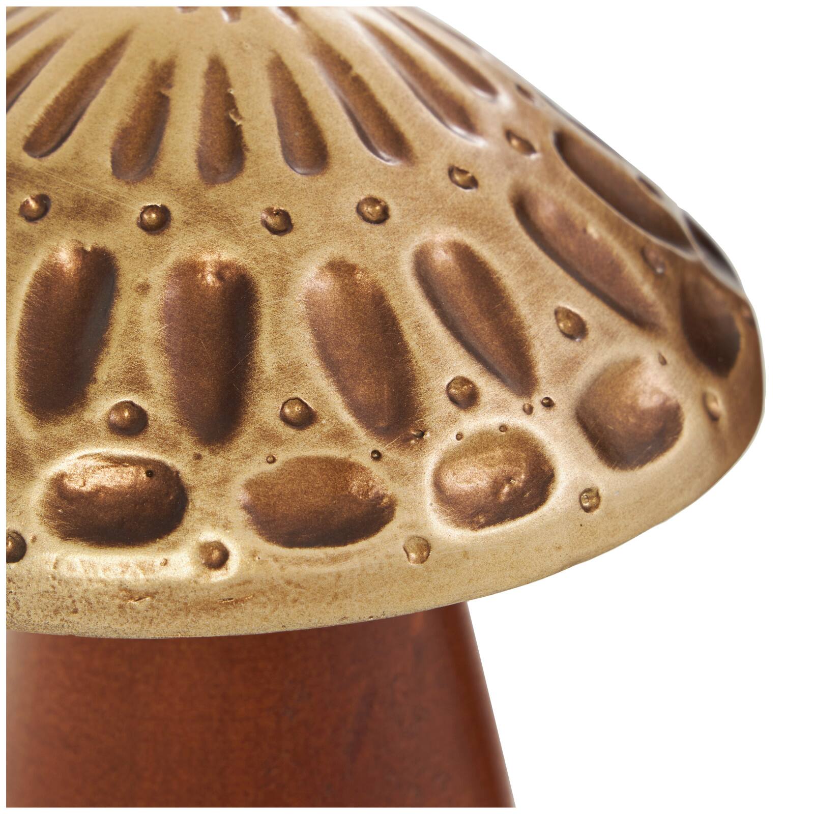 Brown & Gold Wood Mushroom Sculpture Set