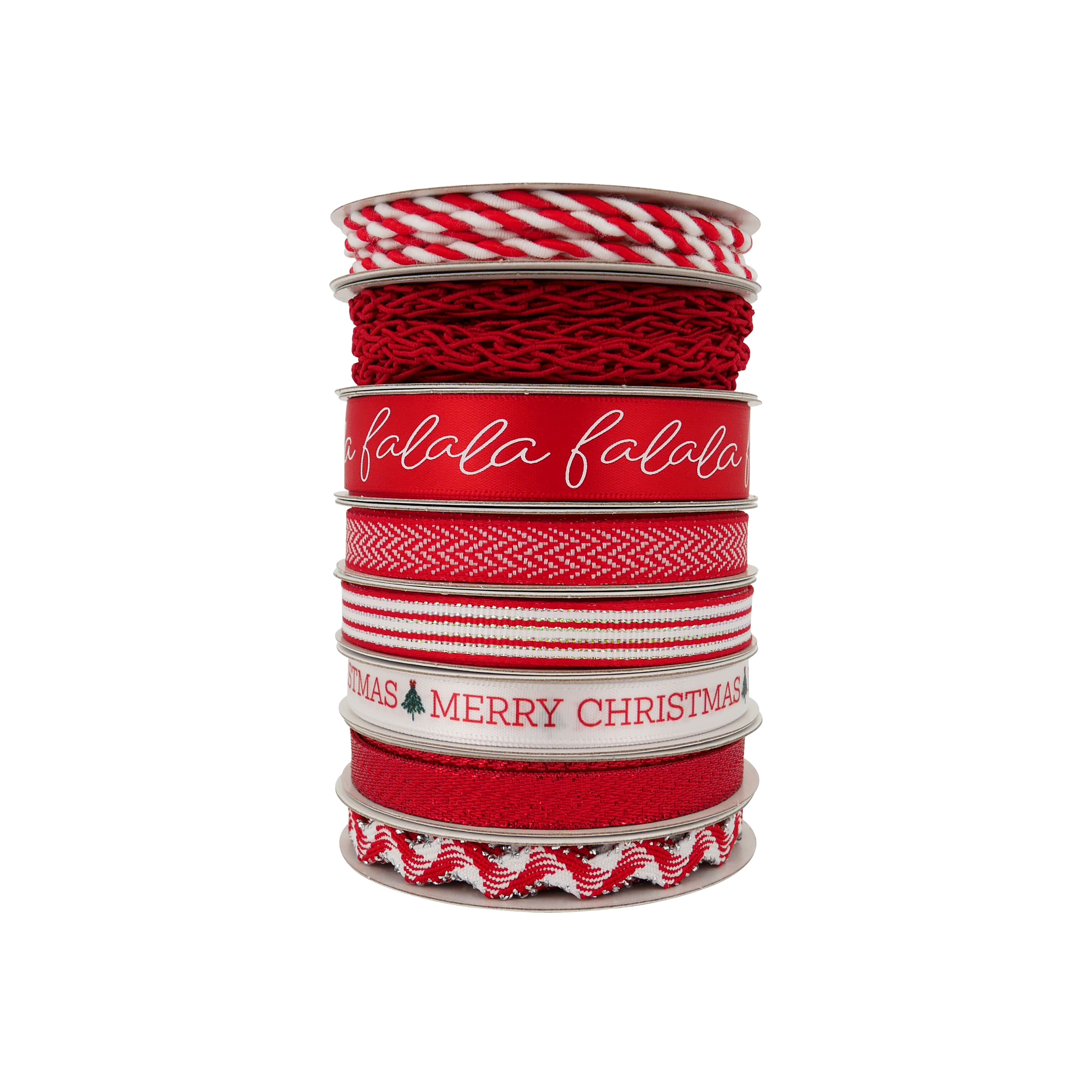 8ft. Red &#x26; White Value Pack Ribbon by Celebrate It&#xAE; Christmas