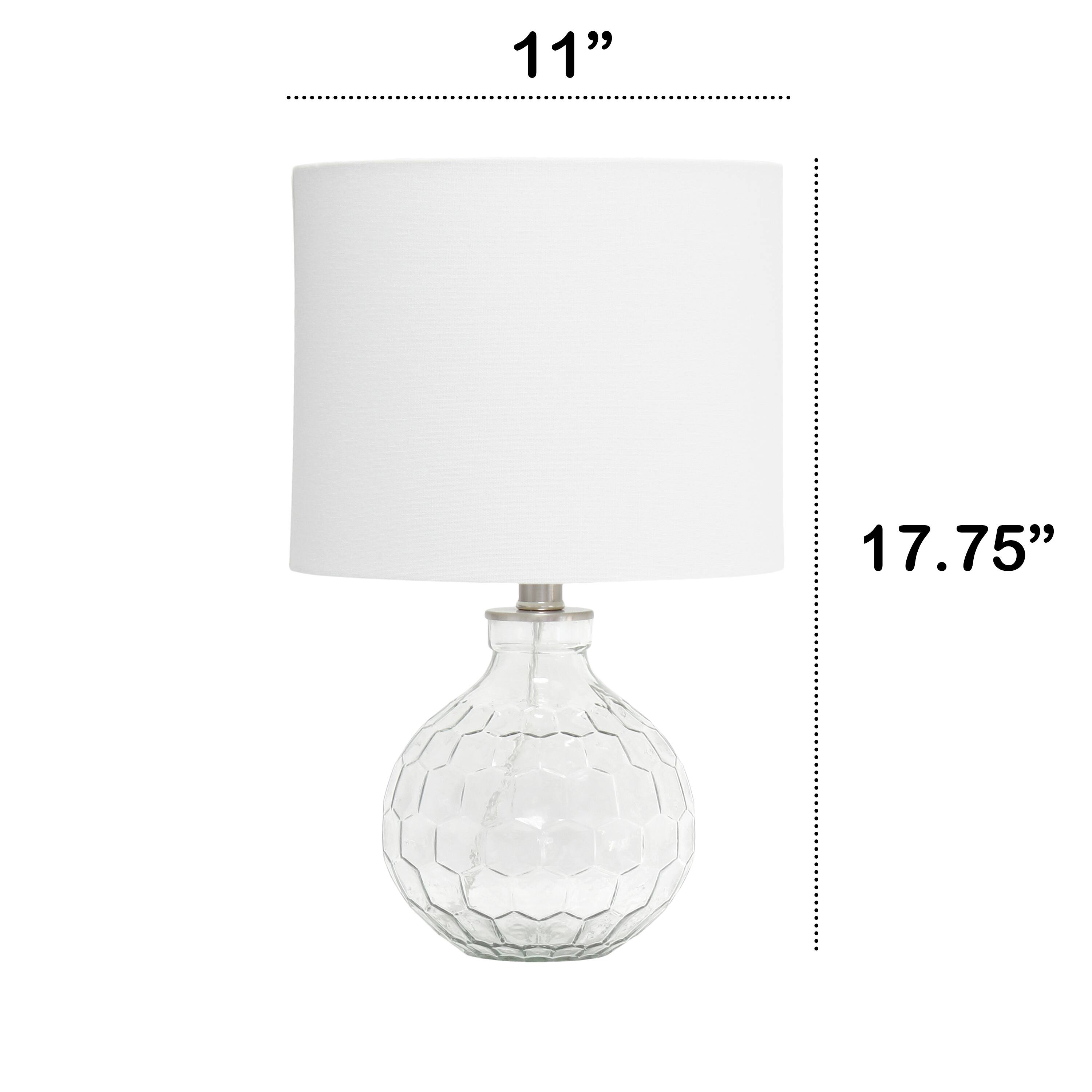 Lalia Home 18&#x22; Clear Honeycomb Glass Table Lamp with White Shade
