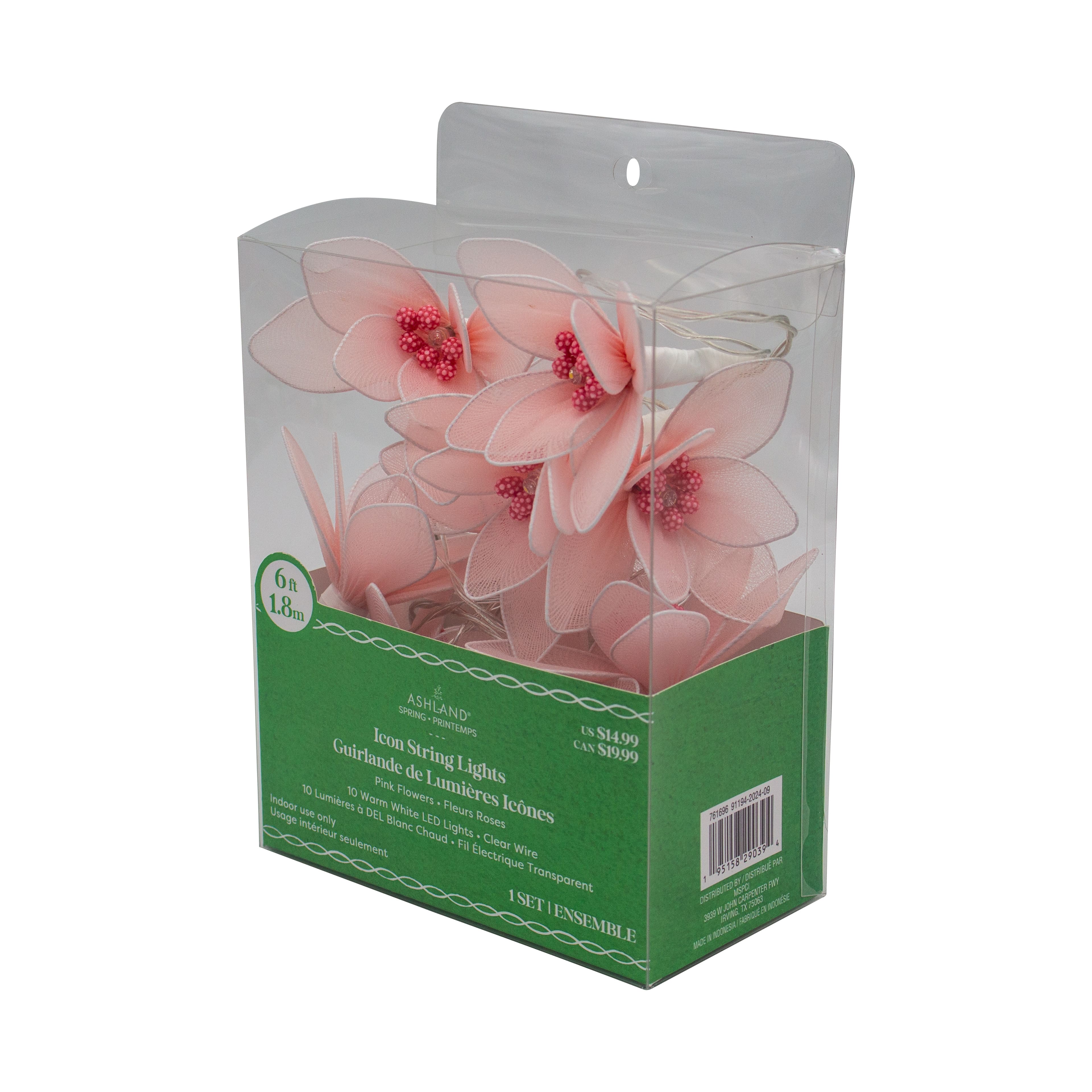 10ct. Pink Flower Icon Warm White LED String Lights by Ashland&#xAE;