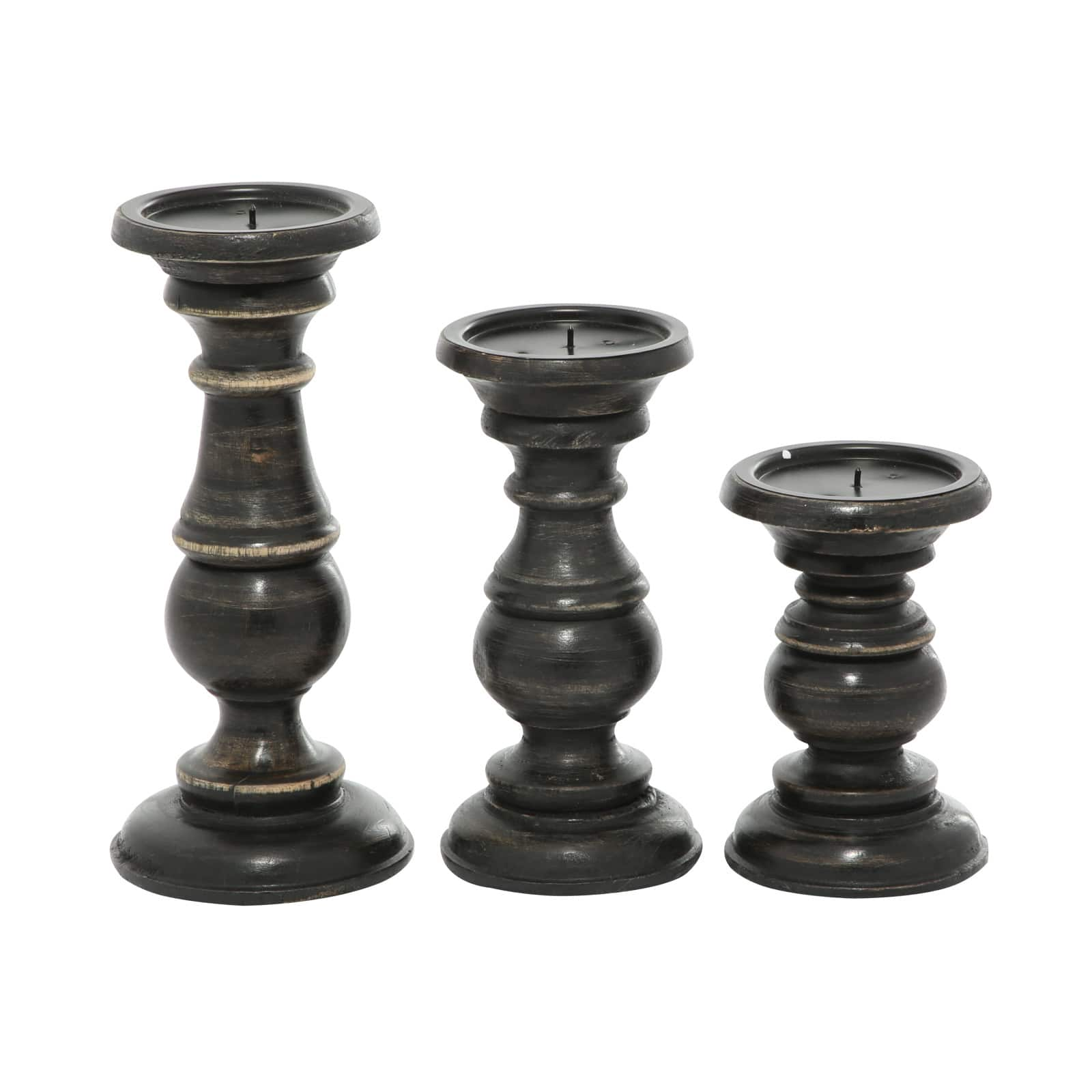 Mango Wood Traditional Candle Holder Set