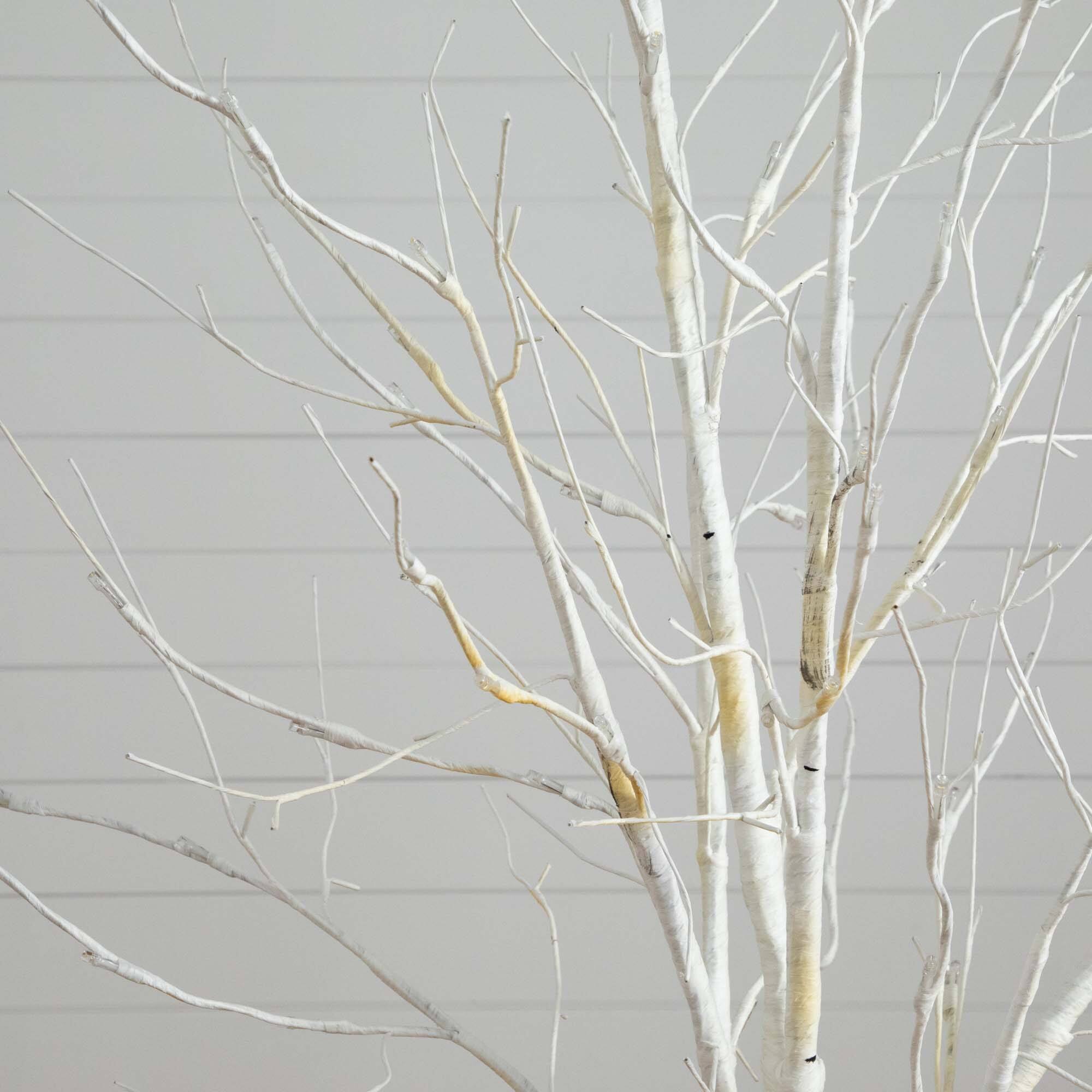 6ft. Pre-Lit White Birch Artificial Christmas Tree, White LED Lights