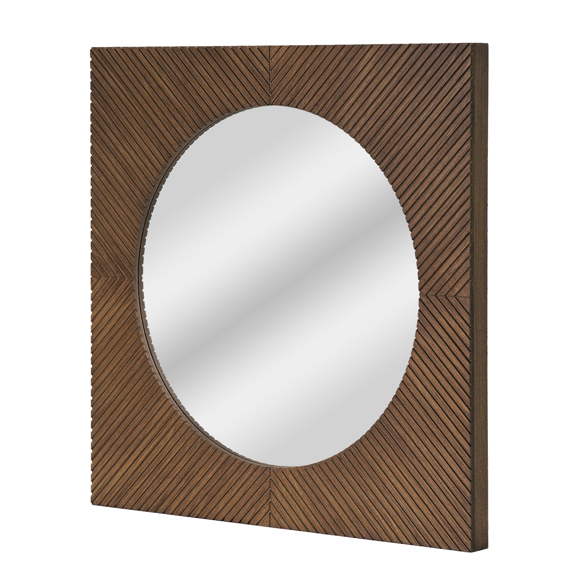 American Art Decor Carved Recollections Box Top Carved Mirror in Brown - 24" x 24"