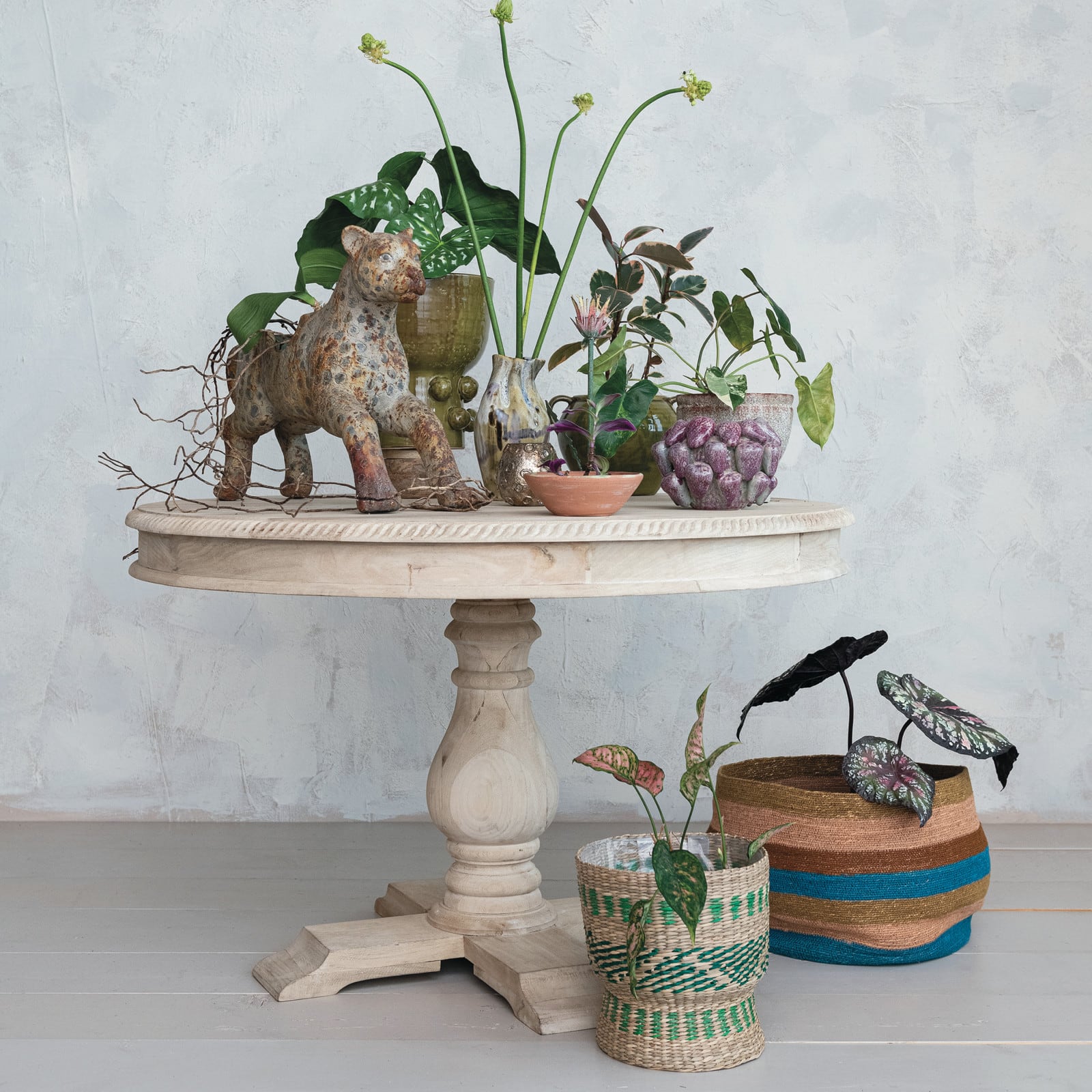 Hello Honey® 27.5" Distressed Multicolor Vintage Carousel Leopard Planter