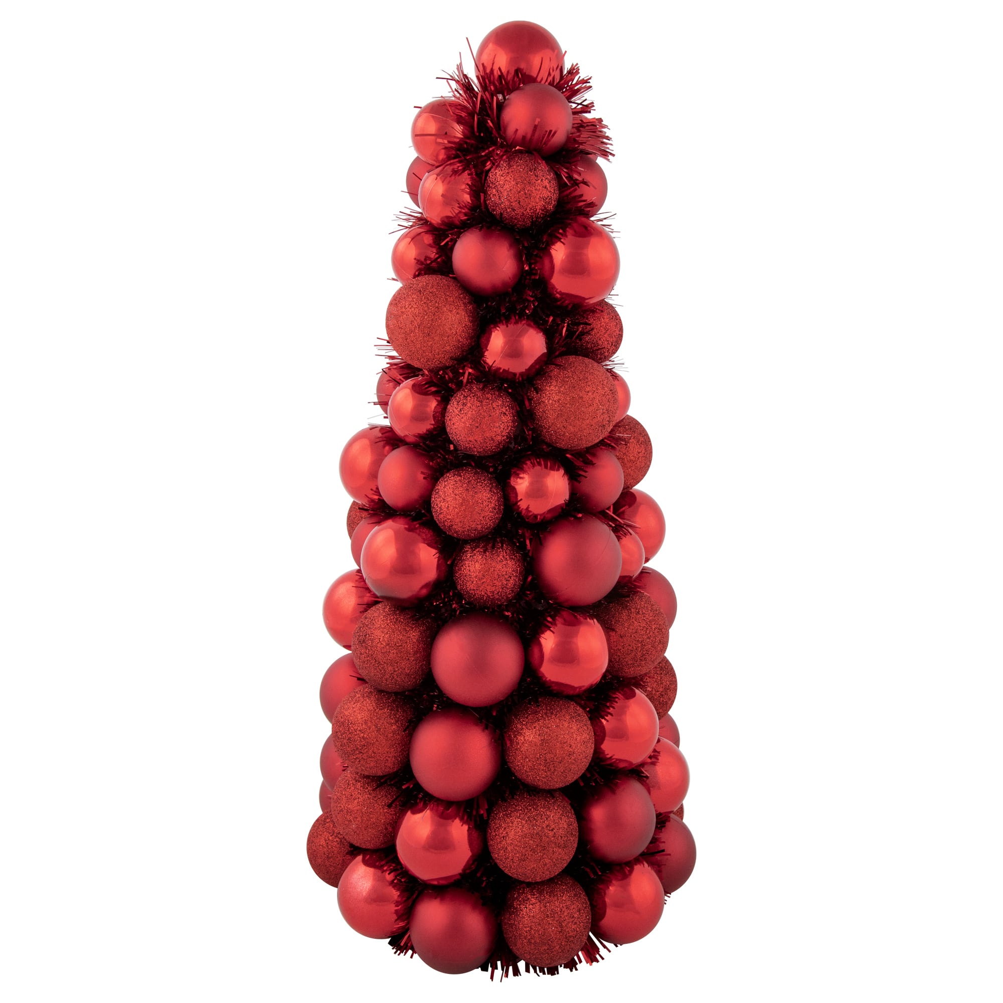 15.75&#x22; 3-Finish Shatterproof Ball Christmas Tree with Tinsel