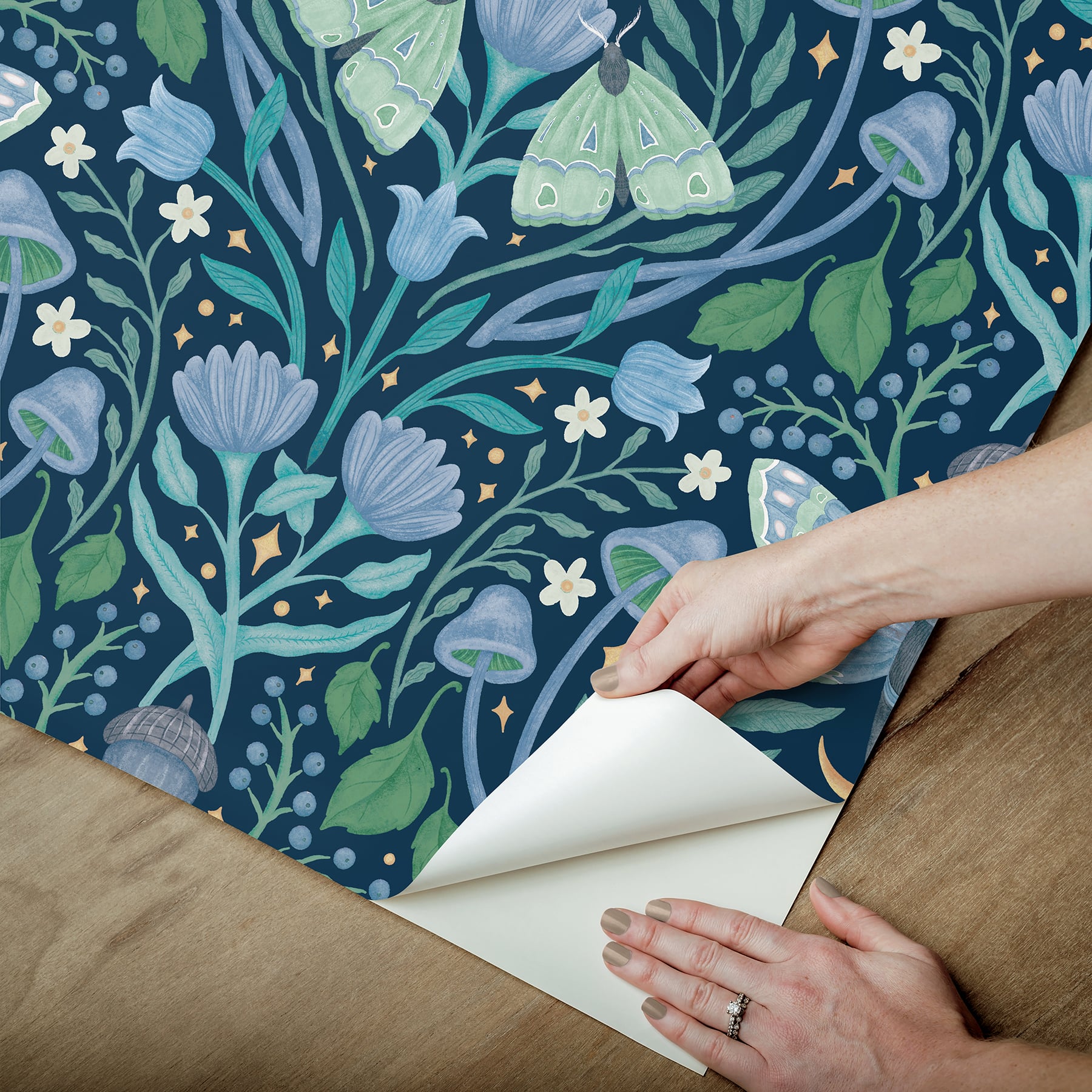 RoomMates Enchanted Forest Damask Peel & Stick Wallpaper