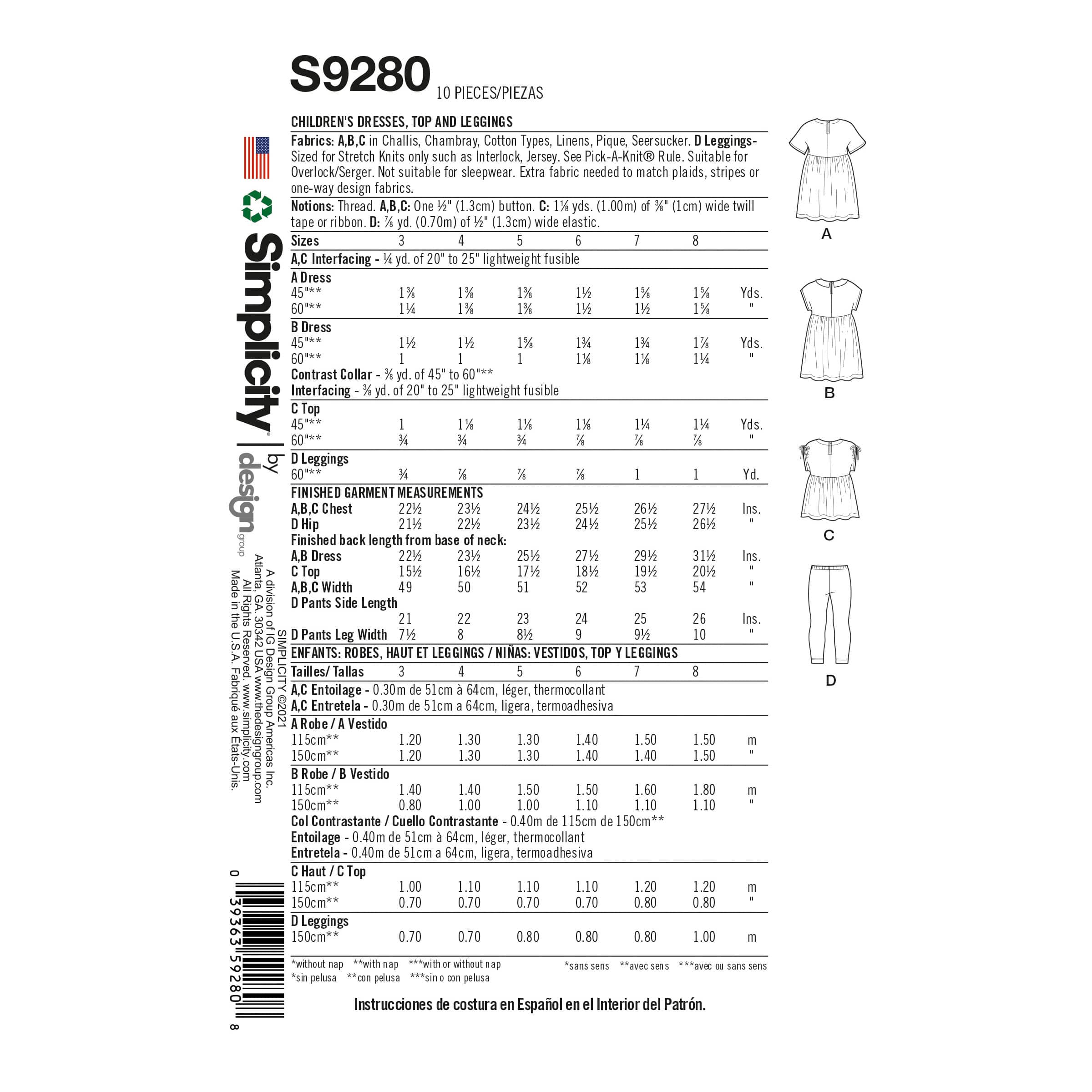 Patrons CS9280 (3-4-5-6-7-8) de Simplicity