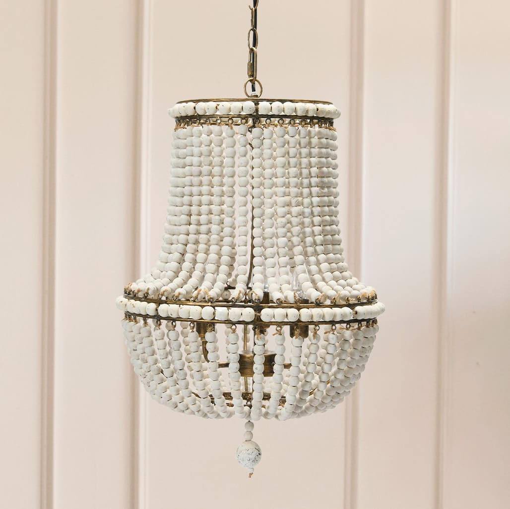 21&#x22; Draped Wood Bead Chandelier