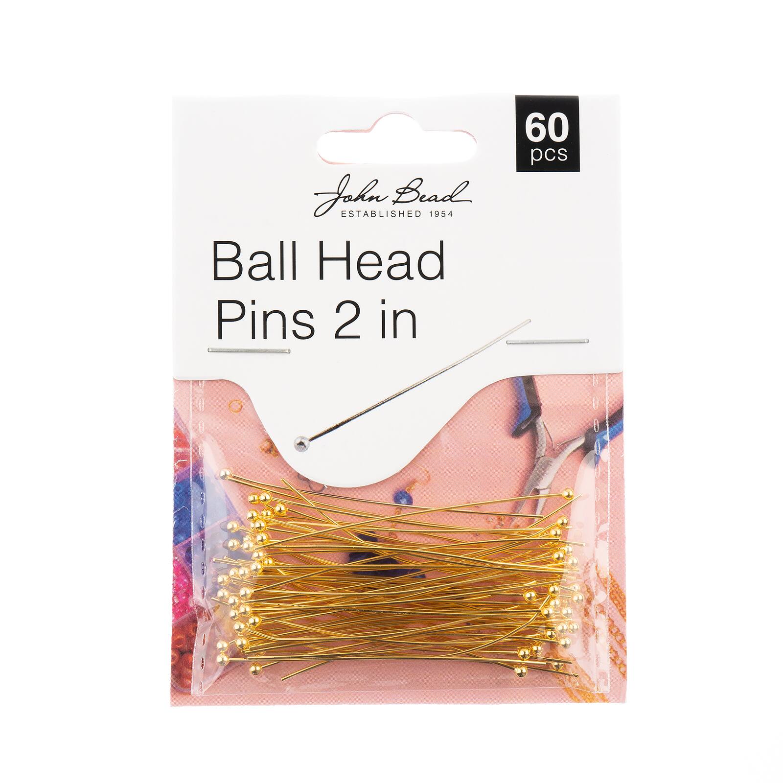 John Bead Must Have Findings 2" Ball Head Pins, 60ct.
