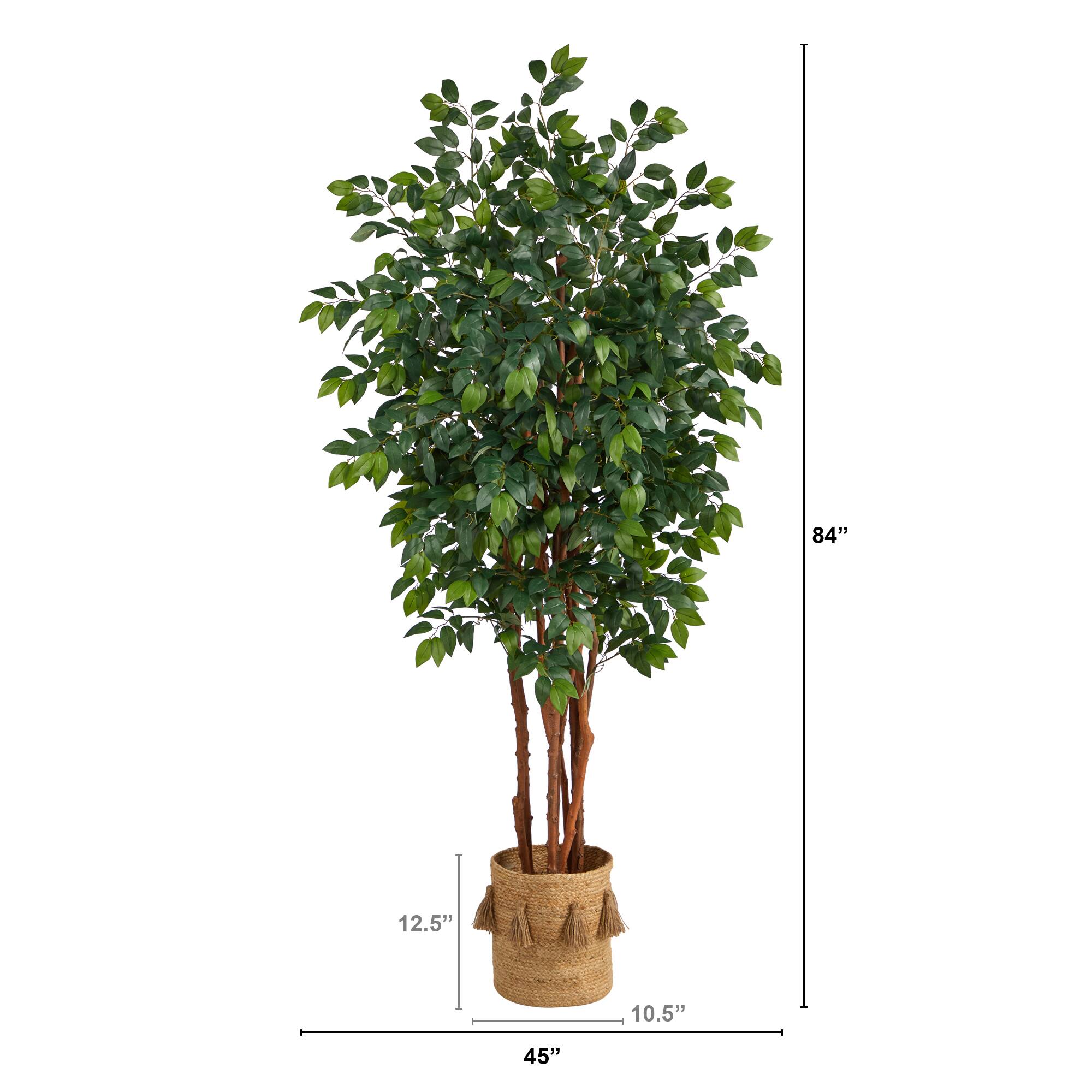 7ft. Sakaki Artificial Tree in Handmade Natural Jute Planter with Tassels
