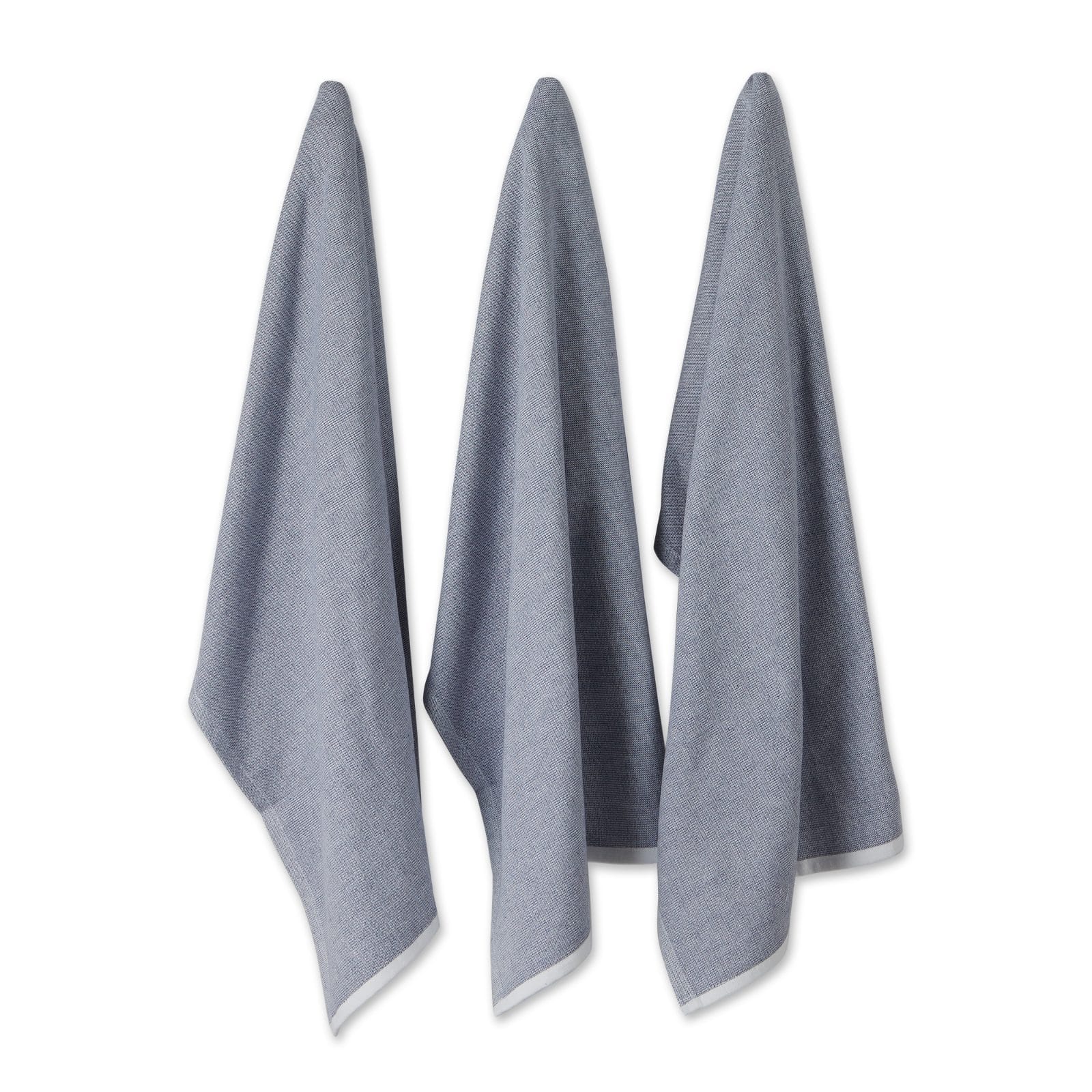 DII® French Blue Chambray Terry Dishtowels, 3ct.