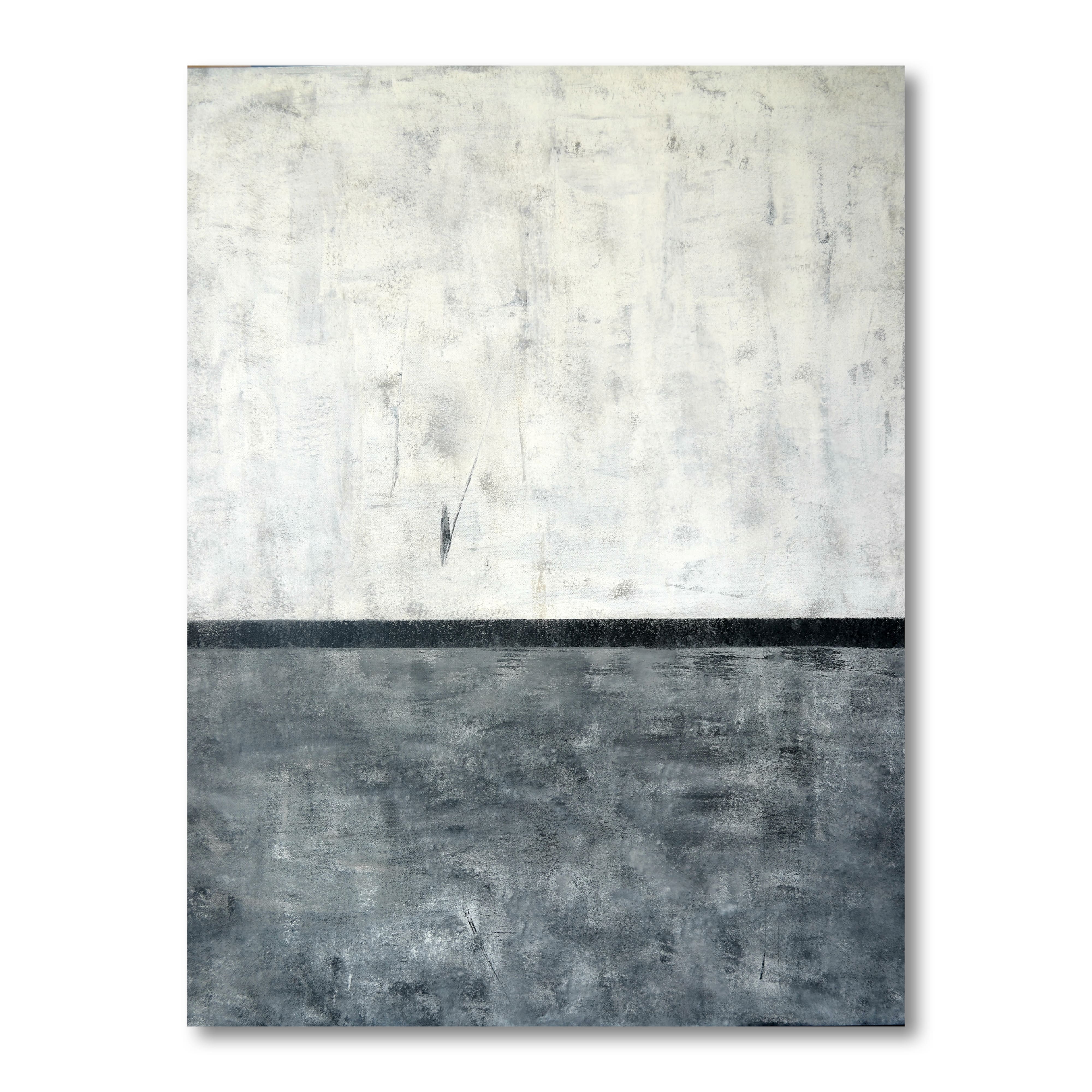Designart - Grey and White Abstract Art Painting - Modern Canvas Wall Art