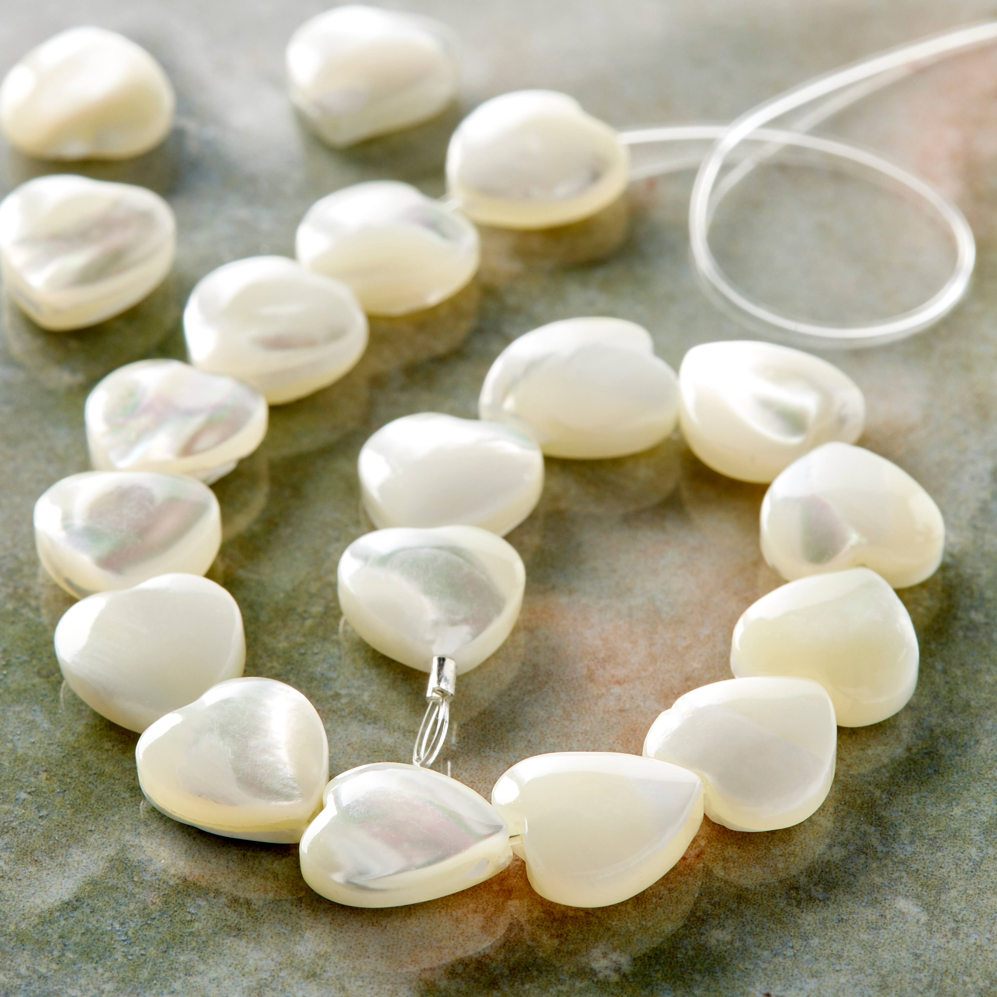 12 Pack: Natural White Shell Heart Beads, 10mm by Bead Landing™