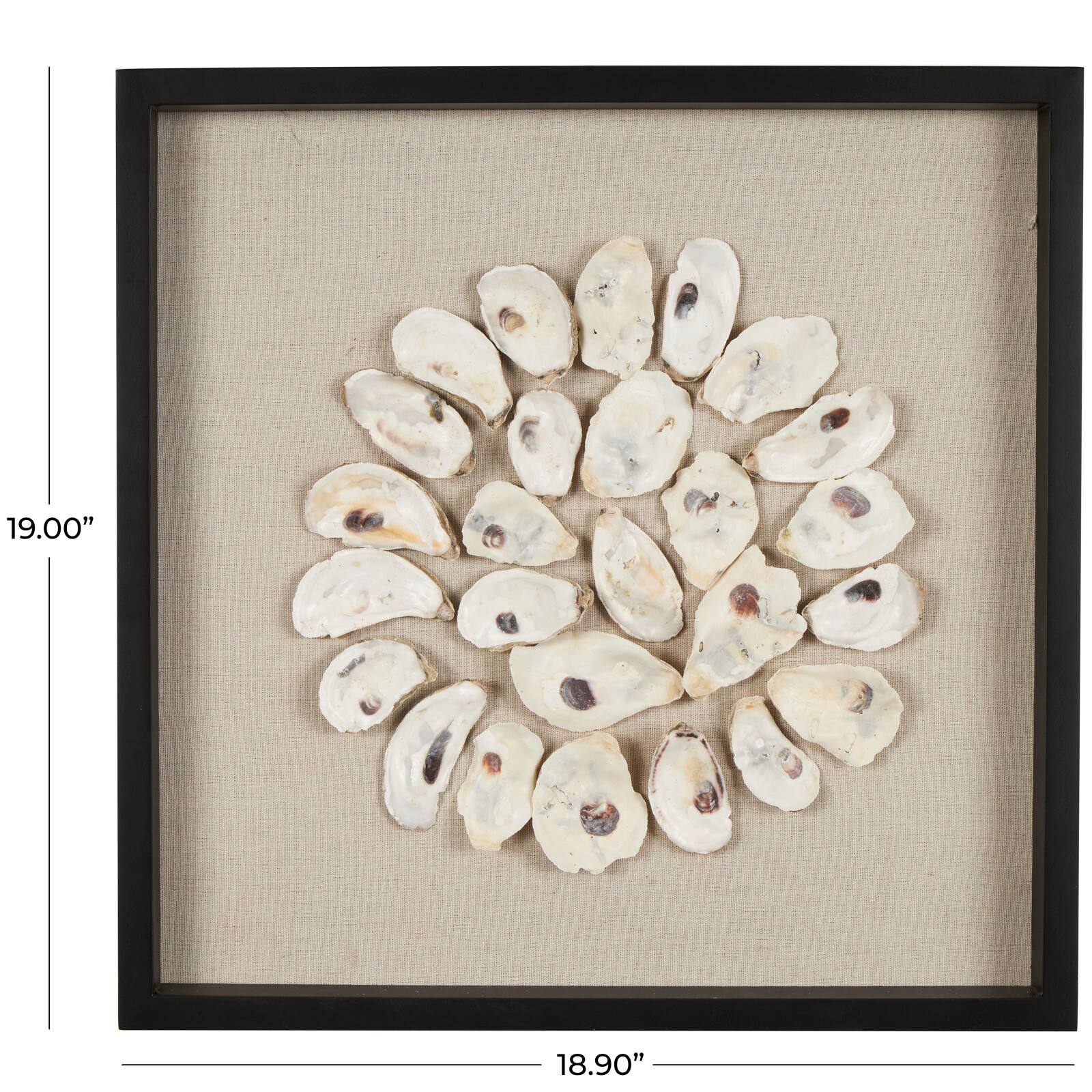 19" Cream, Beige & Black Handmade Abstract Circular Shell Wall Décor