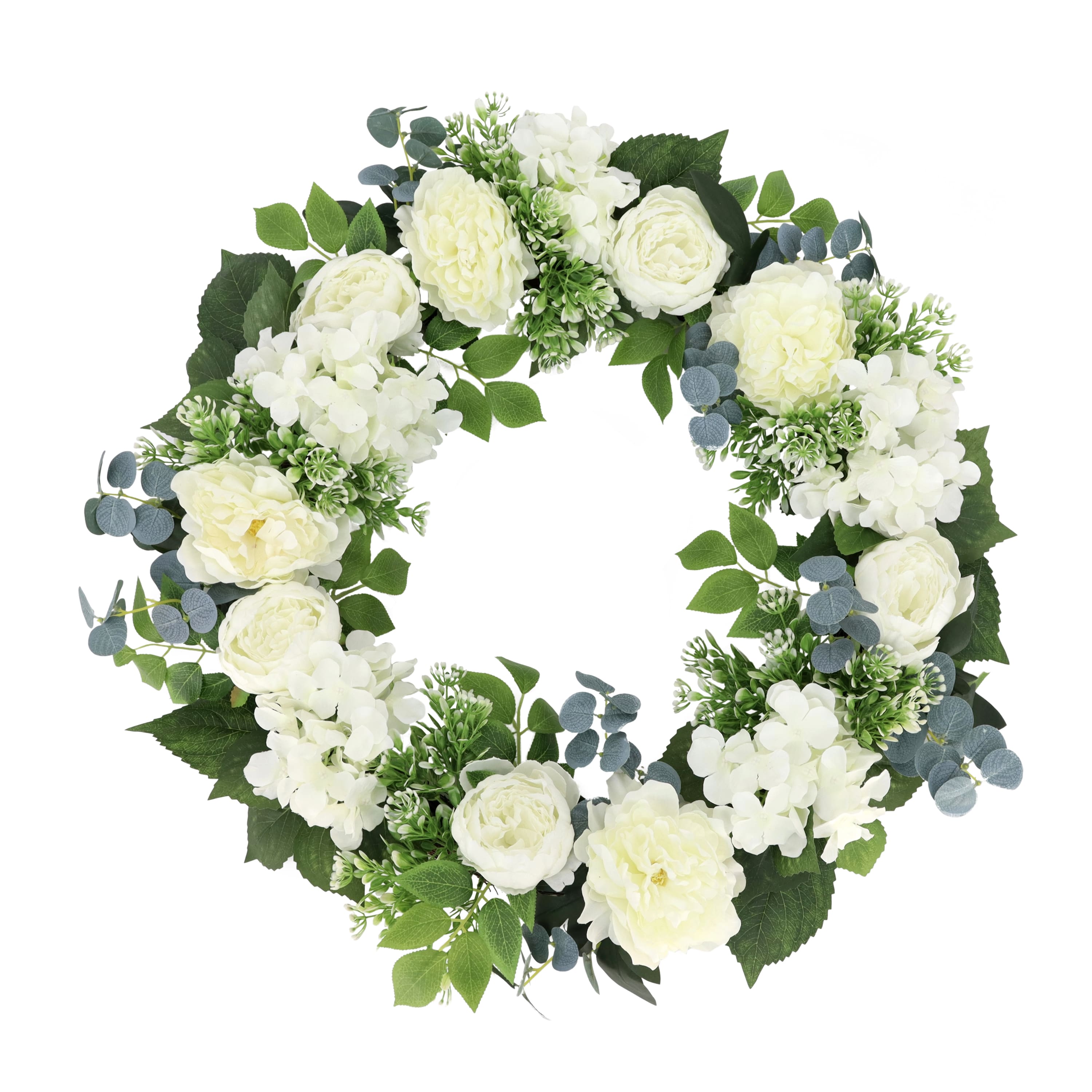 26&#x22; Artificial Peony, Hydrangea &#x26; Rose Floral Spring Wreath