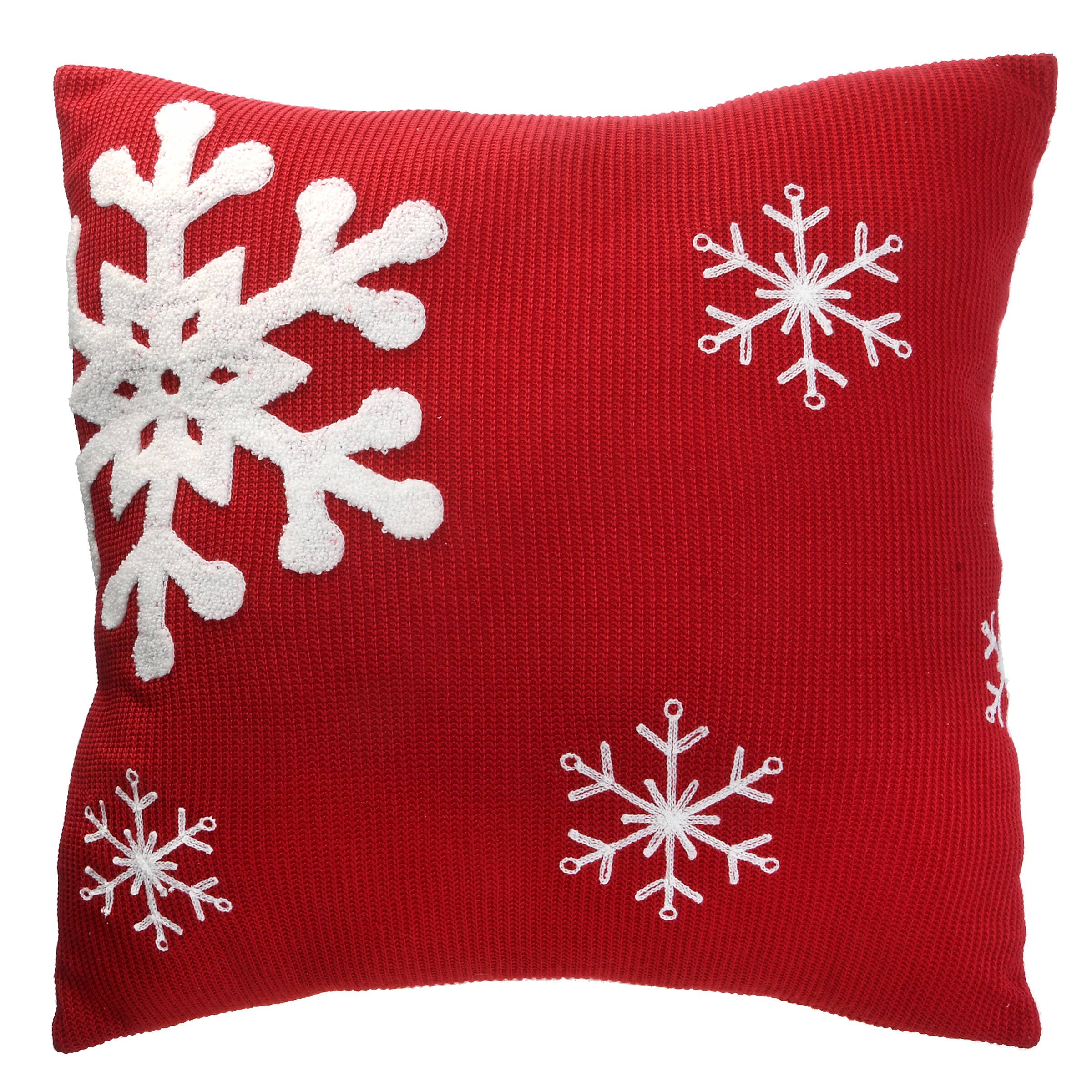 red snowflake pillow