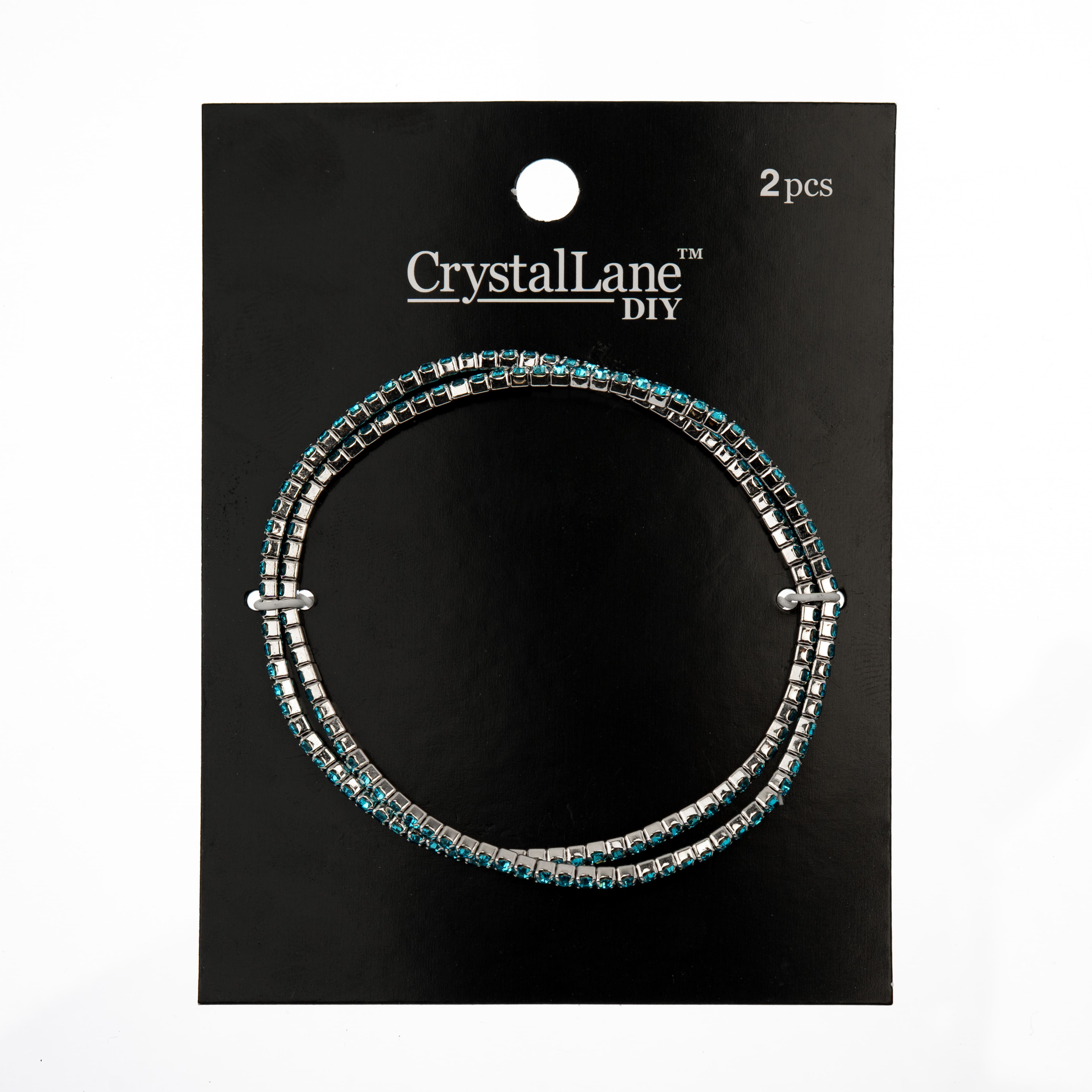 Crystal Lane DIY Silver & Aquamarine Rhinestones Bracelets, 2ct.