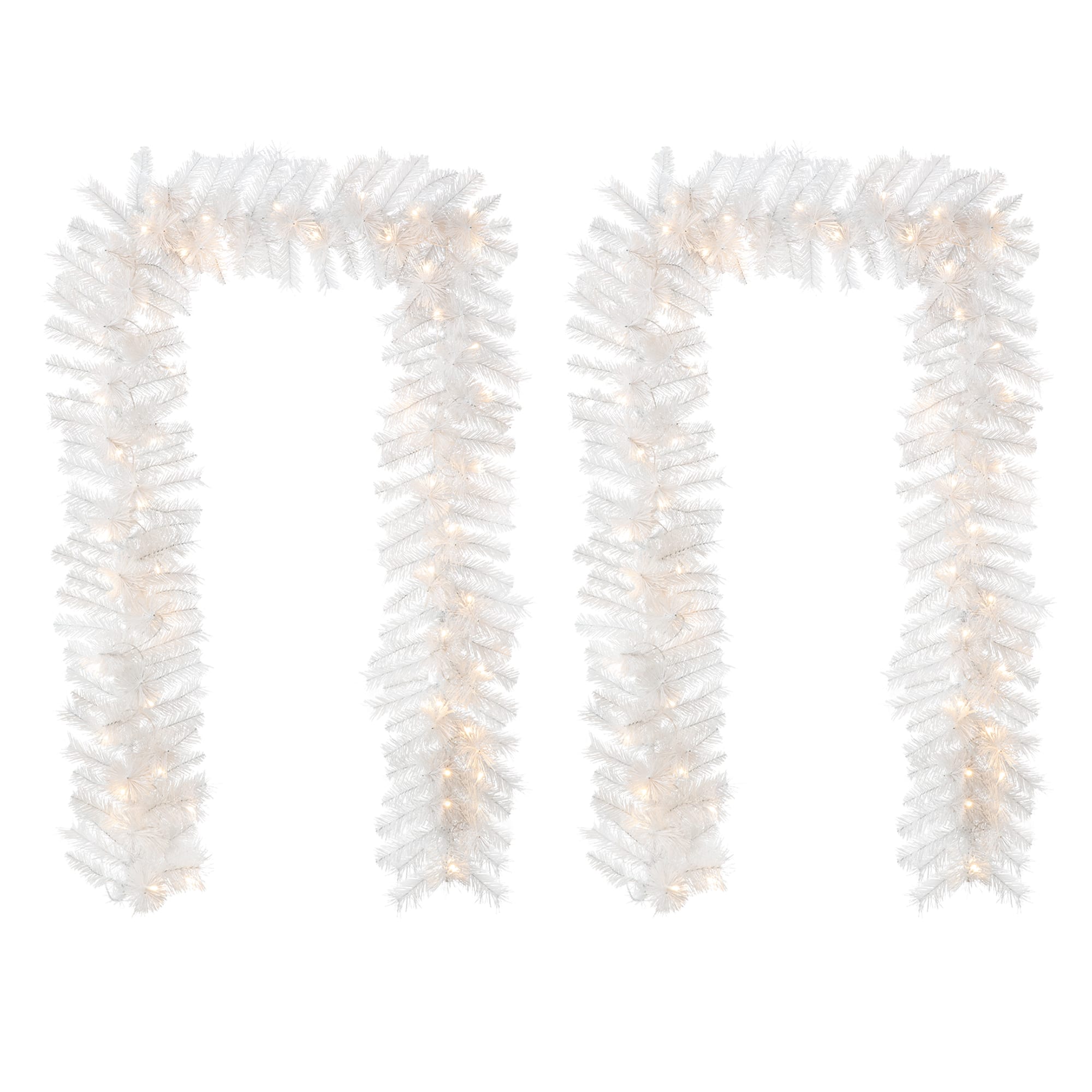 Glitzhome® 9ft. Pre-Lit White Pine Christmas Garland with LED Lights and Timer