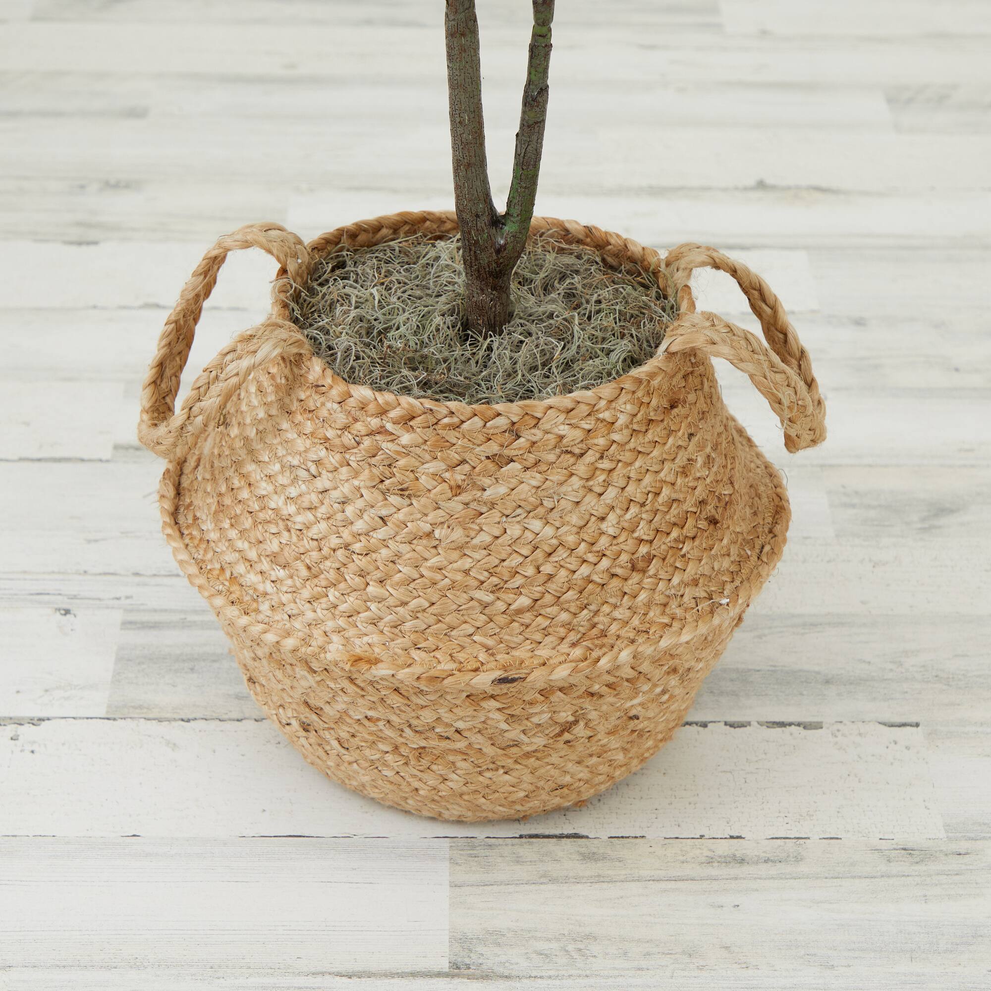 3ft. Artificial Fiddle Leaf Fig Tree With Handmade Cotton &#x26; Jute Woven Basket DIY Kit